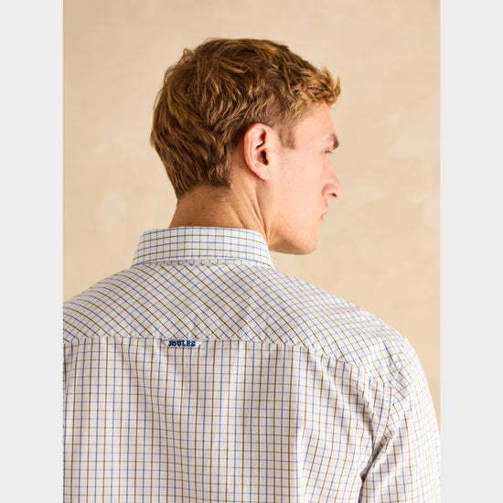 Mens Abbott Cotton Poplin Shirt Blue/Green Check