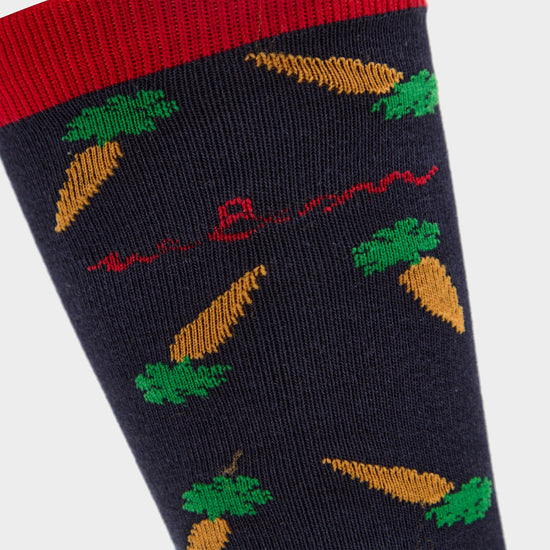 Kids Winnie & Me Socks Navy/Red Carrots