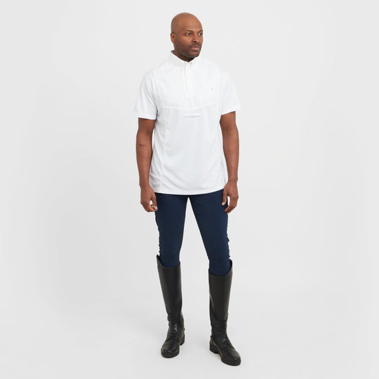 Mens Short Sleeved Tie Show Shirt White