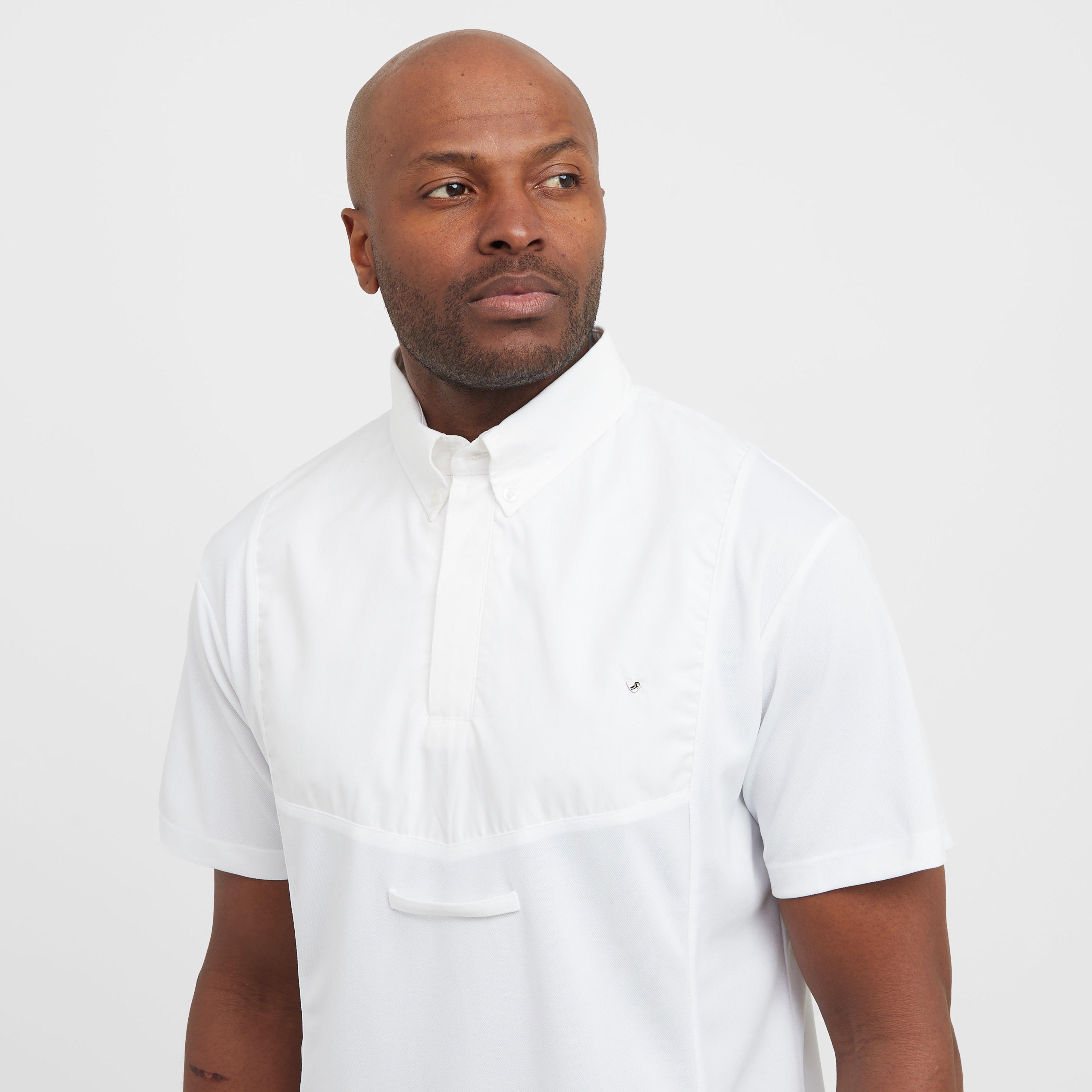 Mens Short Sleeved Tie Show Shirt White