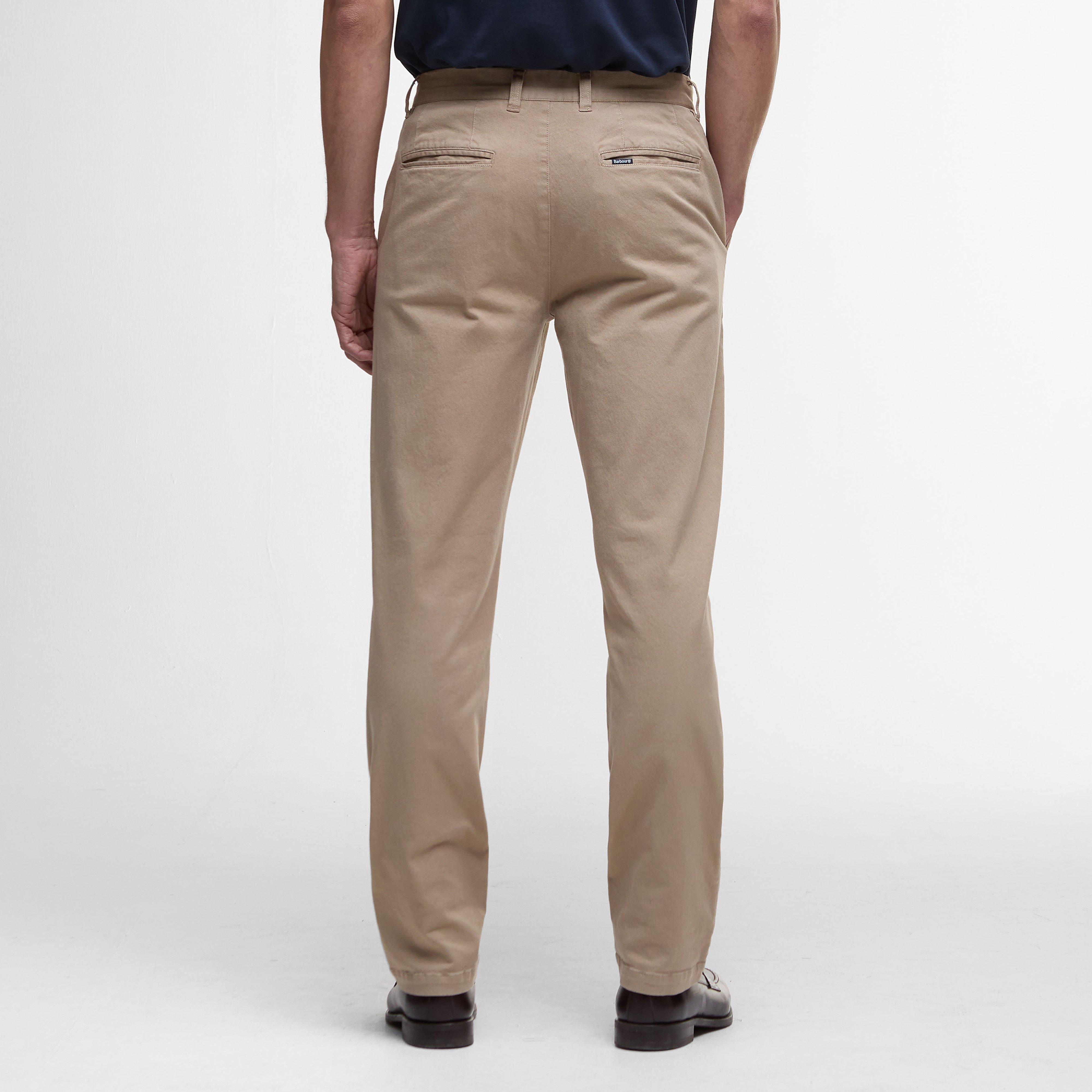 Mens Washed Stretch Twill Tailored Fit Trousers Washed Stone