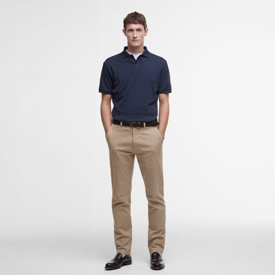 Mens Washed Stretch Twill Tailored Fit Trousers Washed Stone