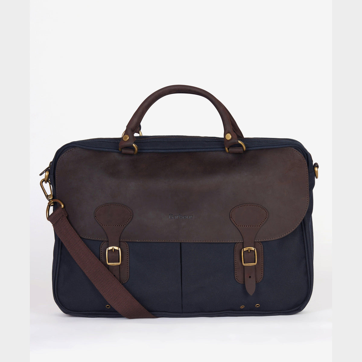 Wax Leather Briefcase Navy