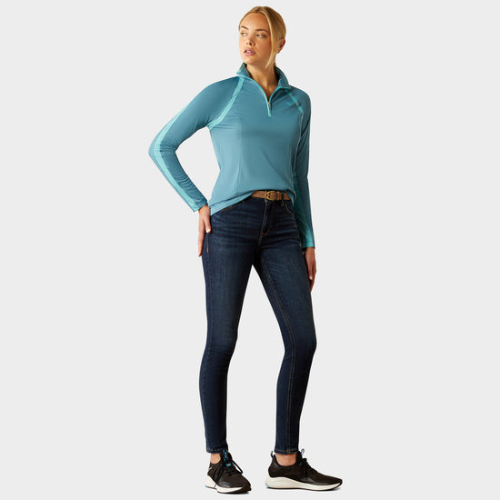 Womens Sunstopper 3.0 1/4 Zip Base Layer Storm Blue