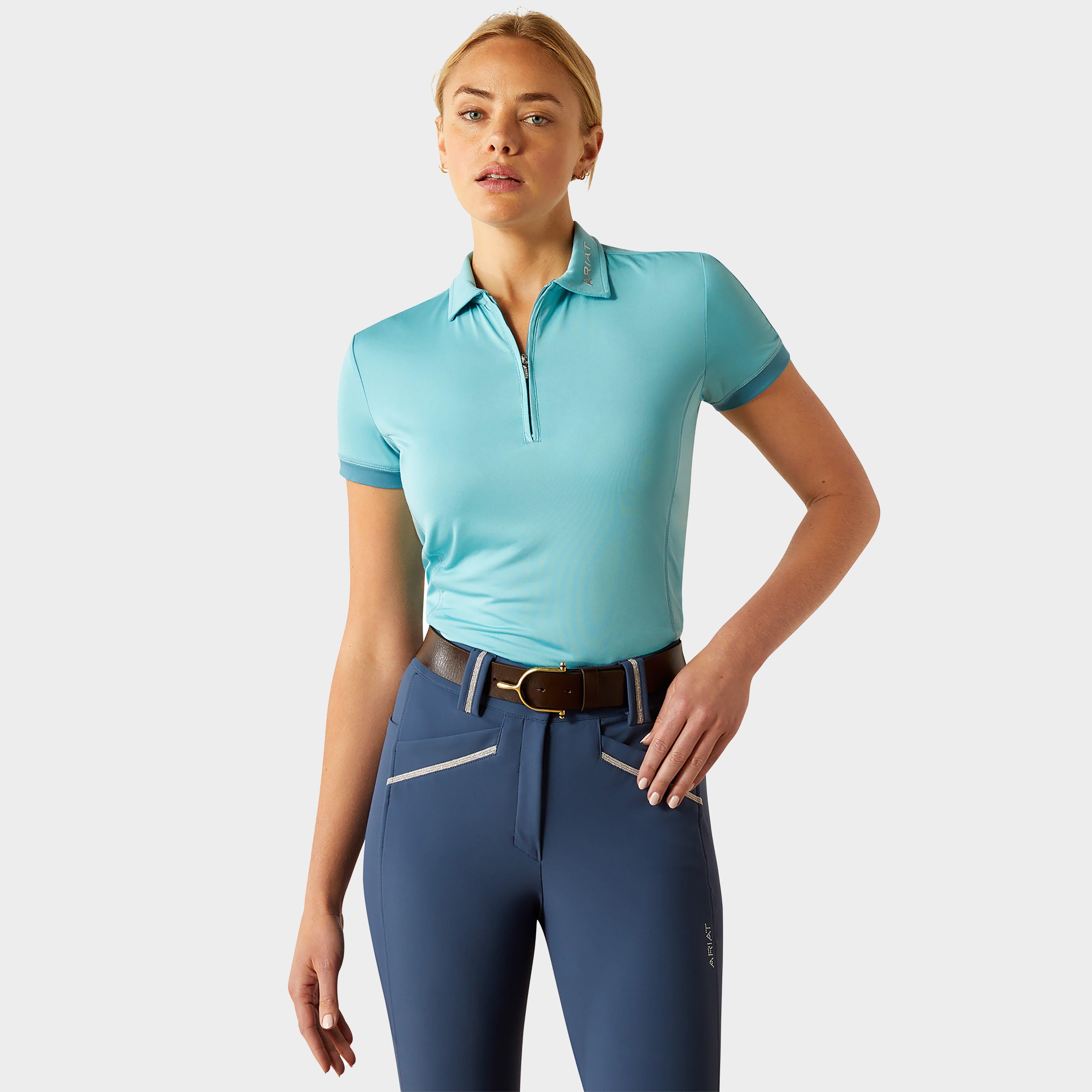 Womens Bandera 1/4 Zip Short Sleeved Polo Shirt Aqua