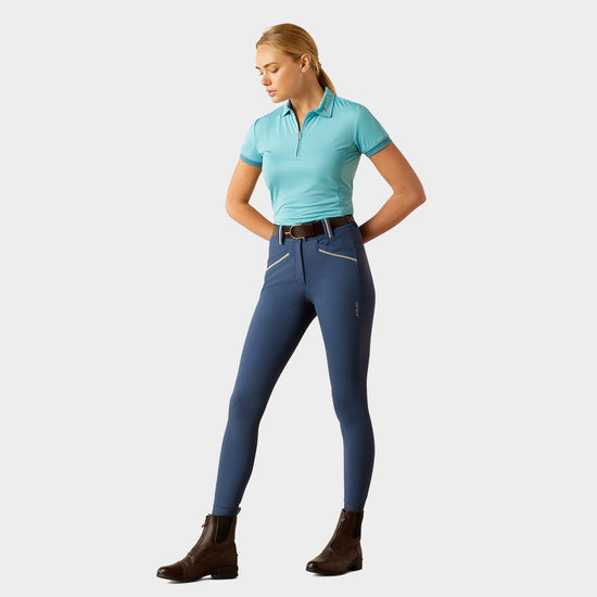 Womens Bandera 1/4 Zip Short Sleeved Polo Shirt Aqua
