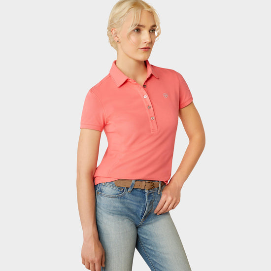 Womens Prix 2.0 Short Sleeved Polo Shirt Coral Paradise