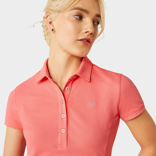 Womens Prix 2.0 Short Sleeved Polo Shirt Coral Paradise
