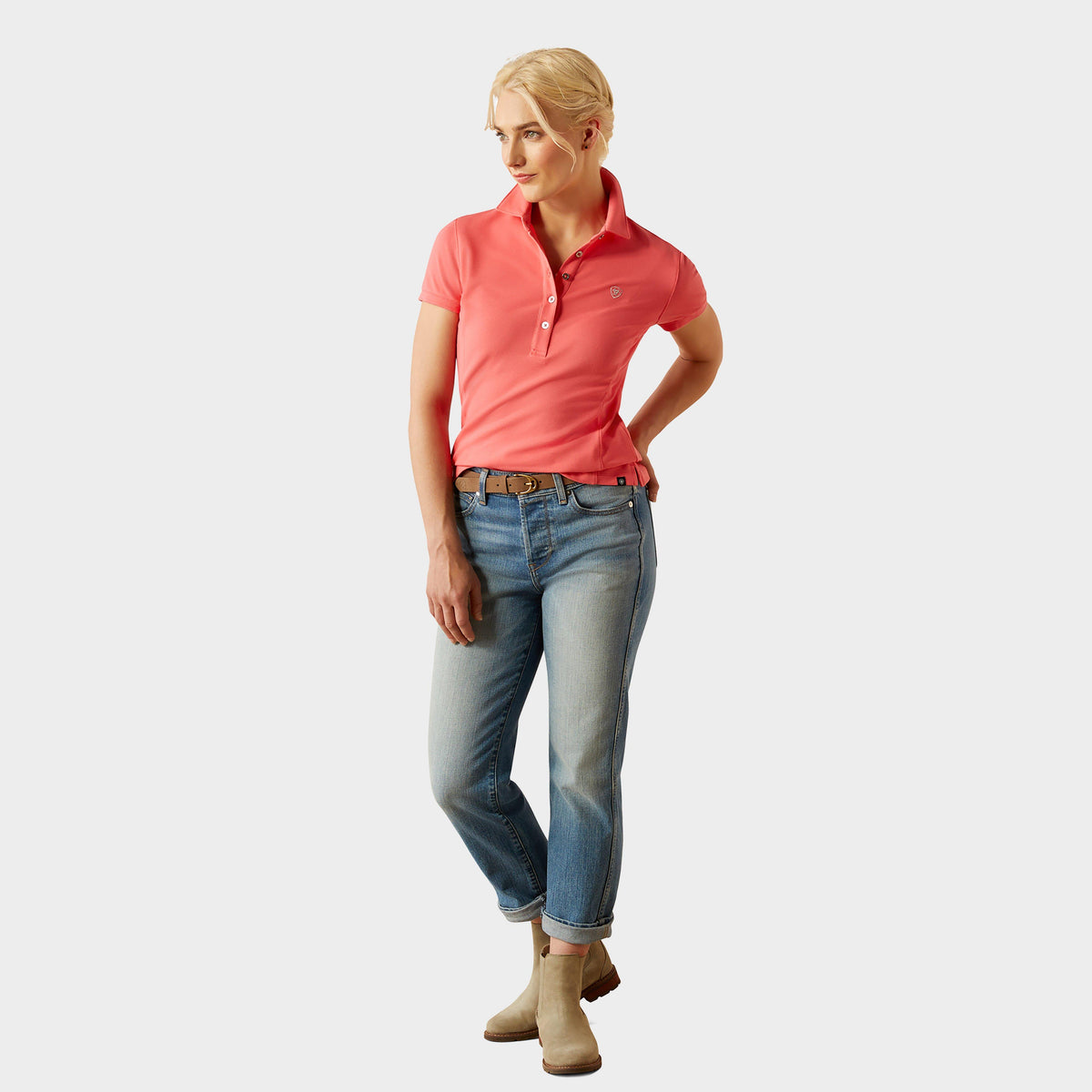 Womens Prix 2.0 Short Sleeved Polo Shirt Coral Paradise