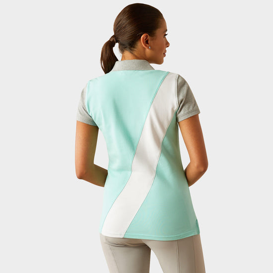 Womens Taryn Short Sleeved Polo Shirt Beach Glass/Electric Green