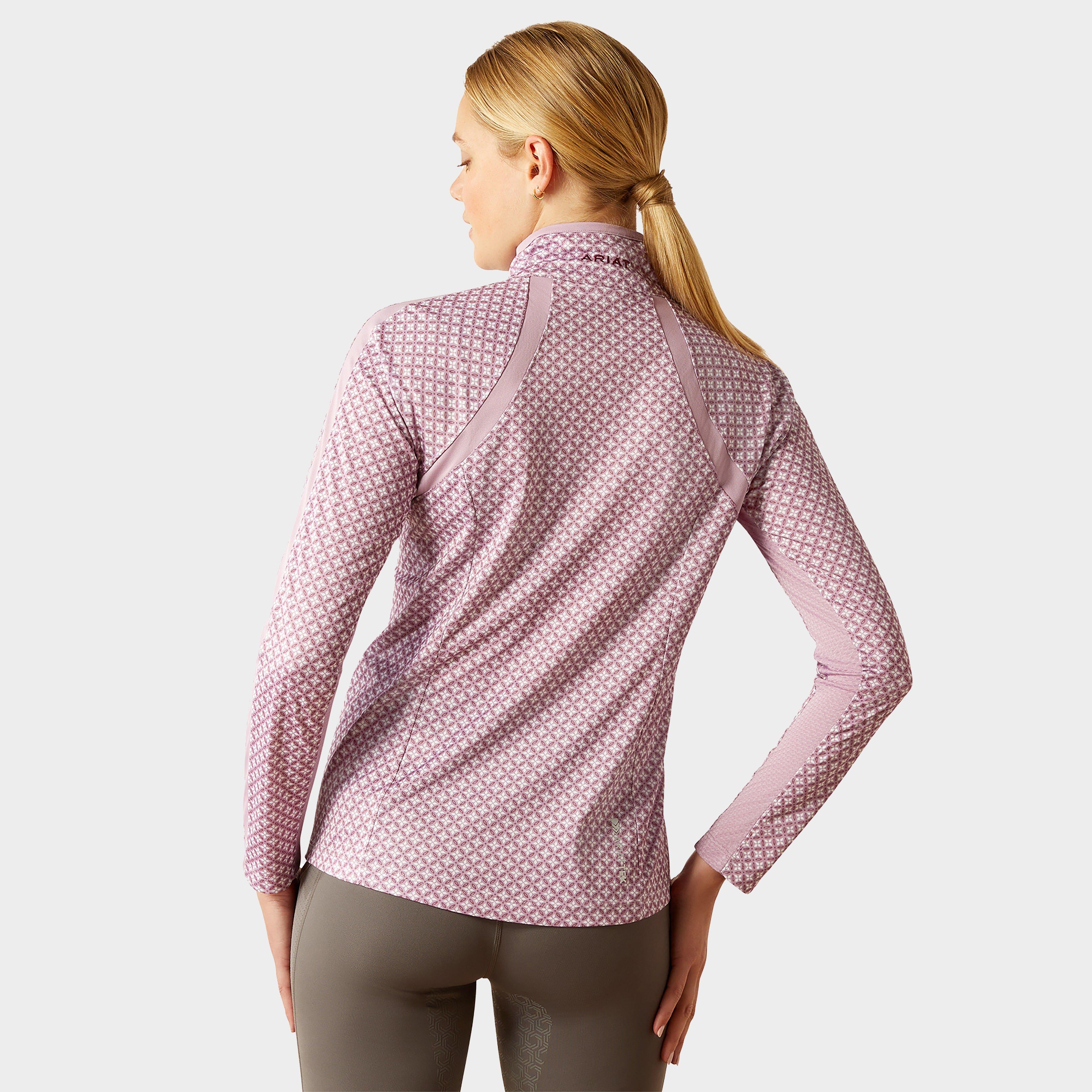 Womens Sunstopper 3.0 1/4 Zip Base Layer Lavender Mist Tile