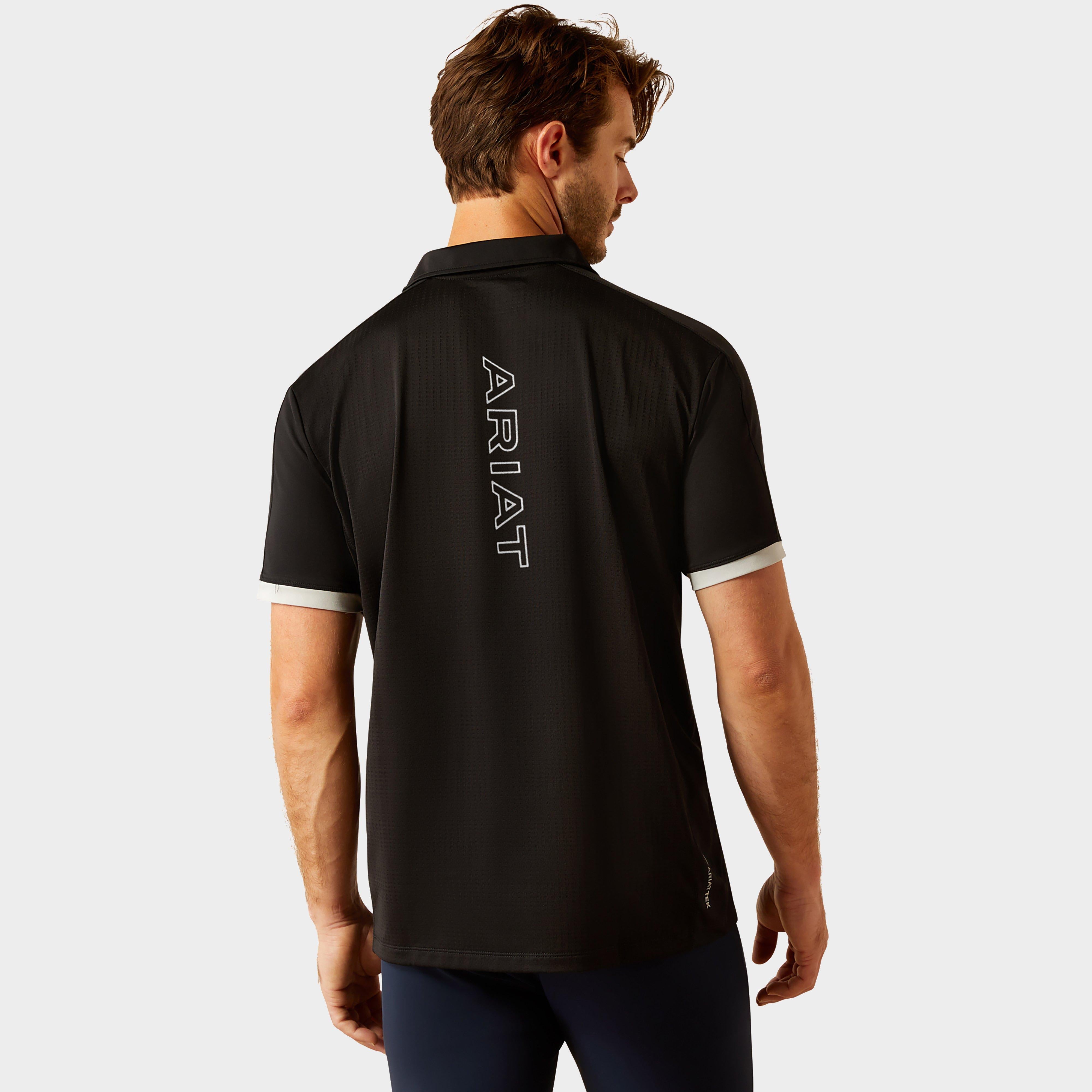 Mens Bandera 1/4 Zip Short Sleeved Polo Shirt Black