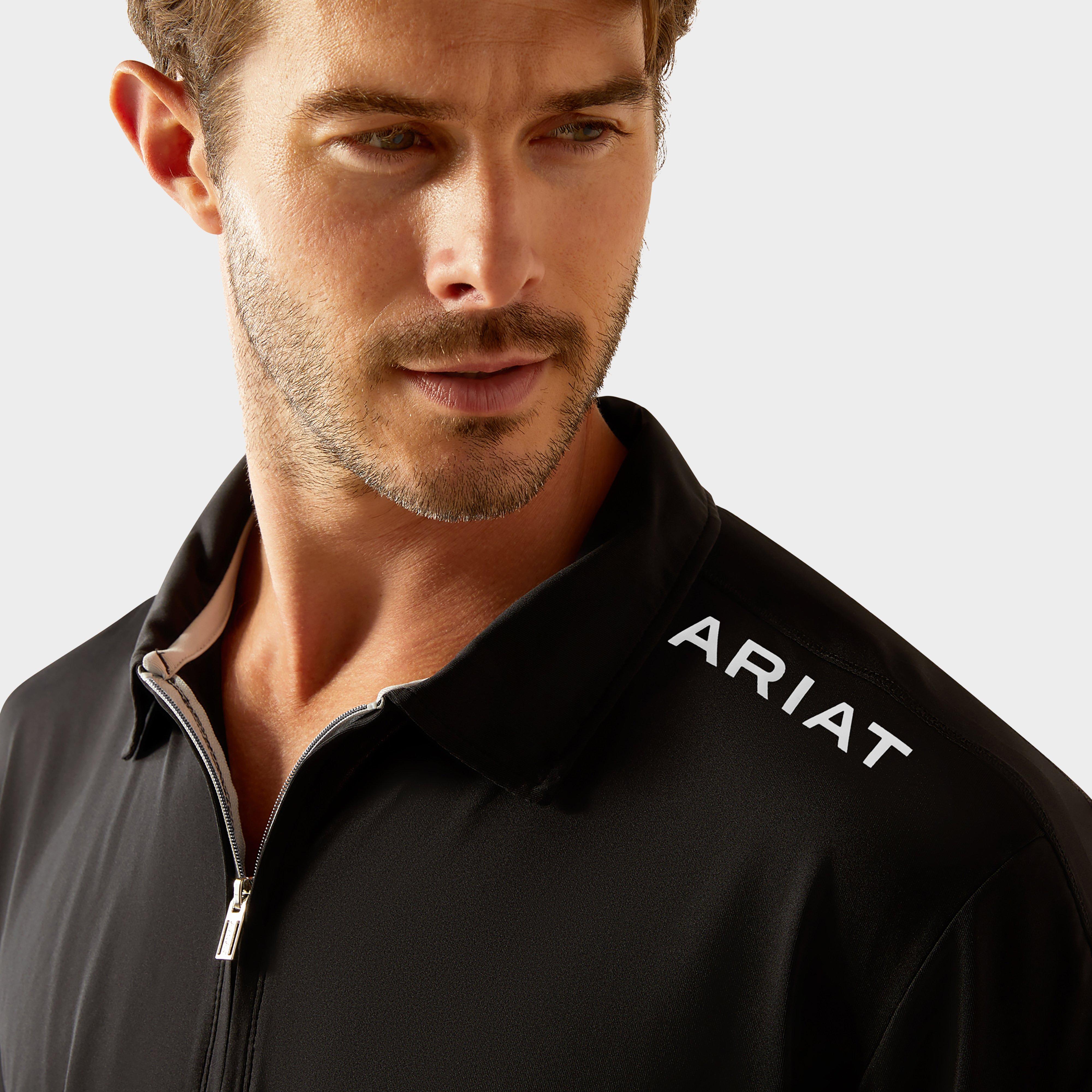 Mens Bandera 1/4 Zip Short Sleeved Polo Shirt Black