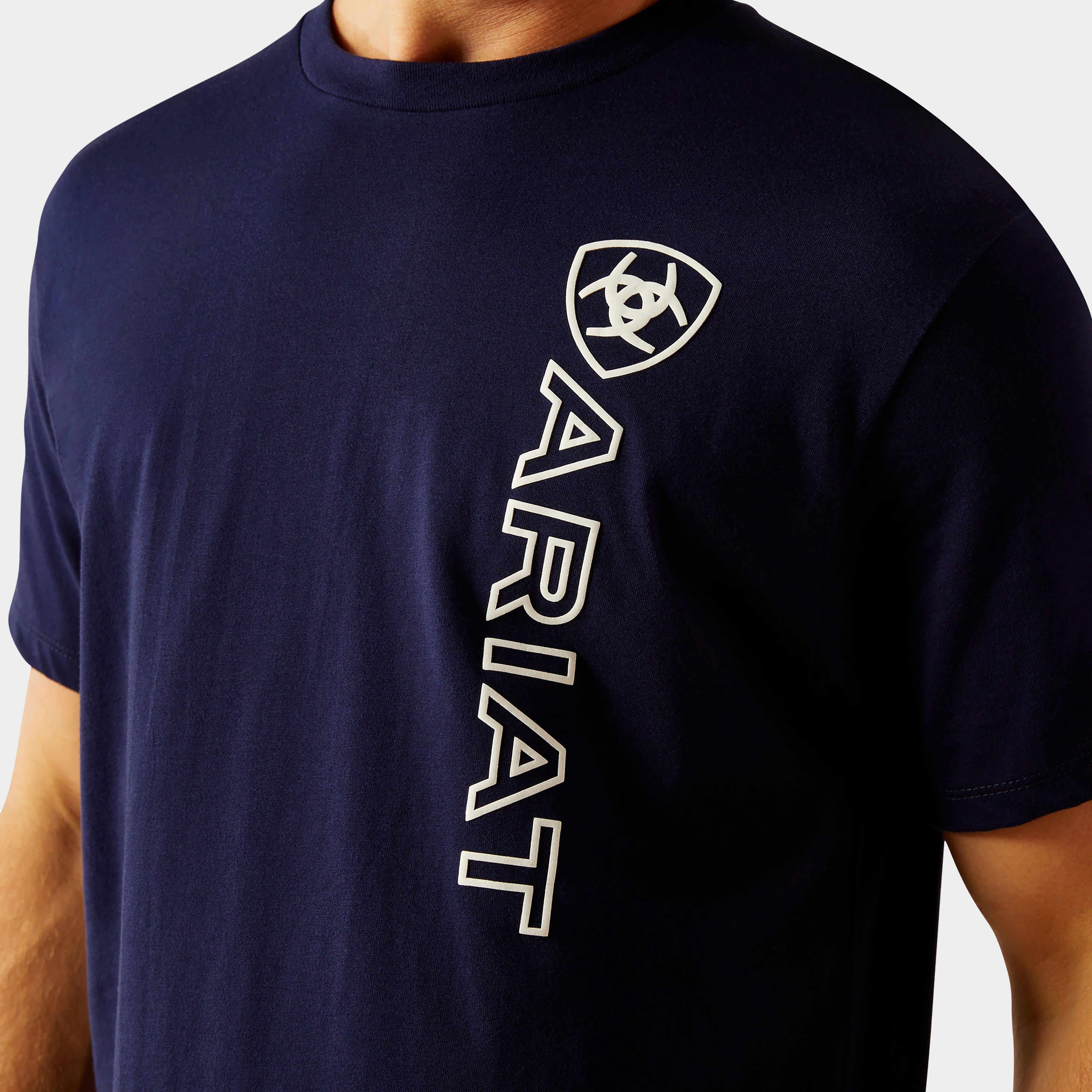 Mens Vertical Logo Short Sleeved Top Classic Blue
