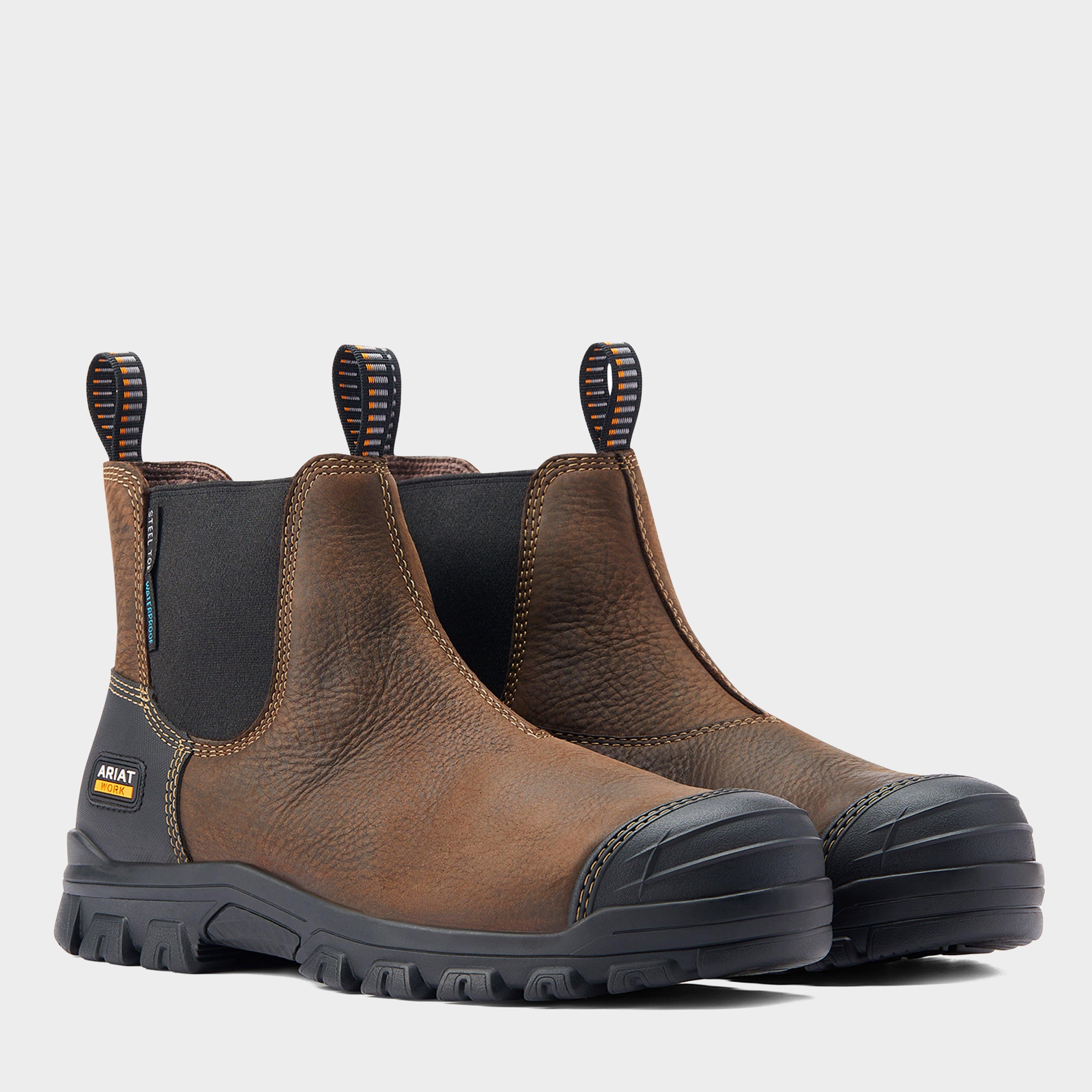 Mens Treadfast Chelsea Waterproof Steel Toe Work Boots Dark Brown