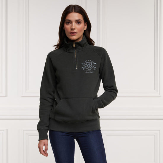 Womens Crest Zip Henley Racing Green