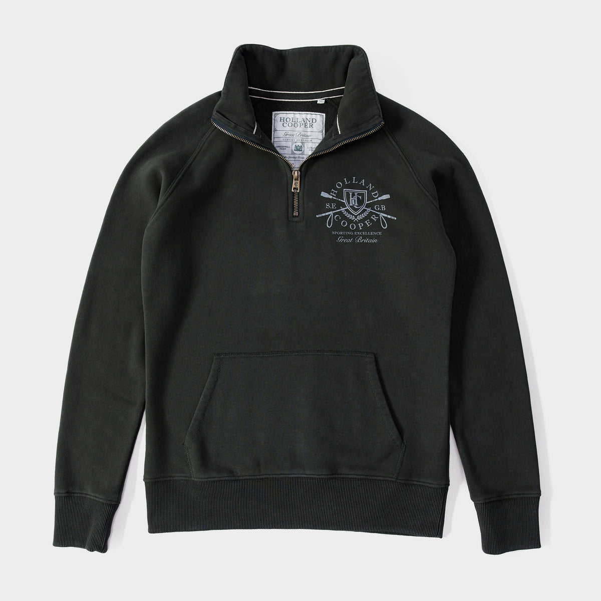 Womens Crest Zip Henley Racing Green