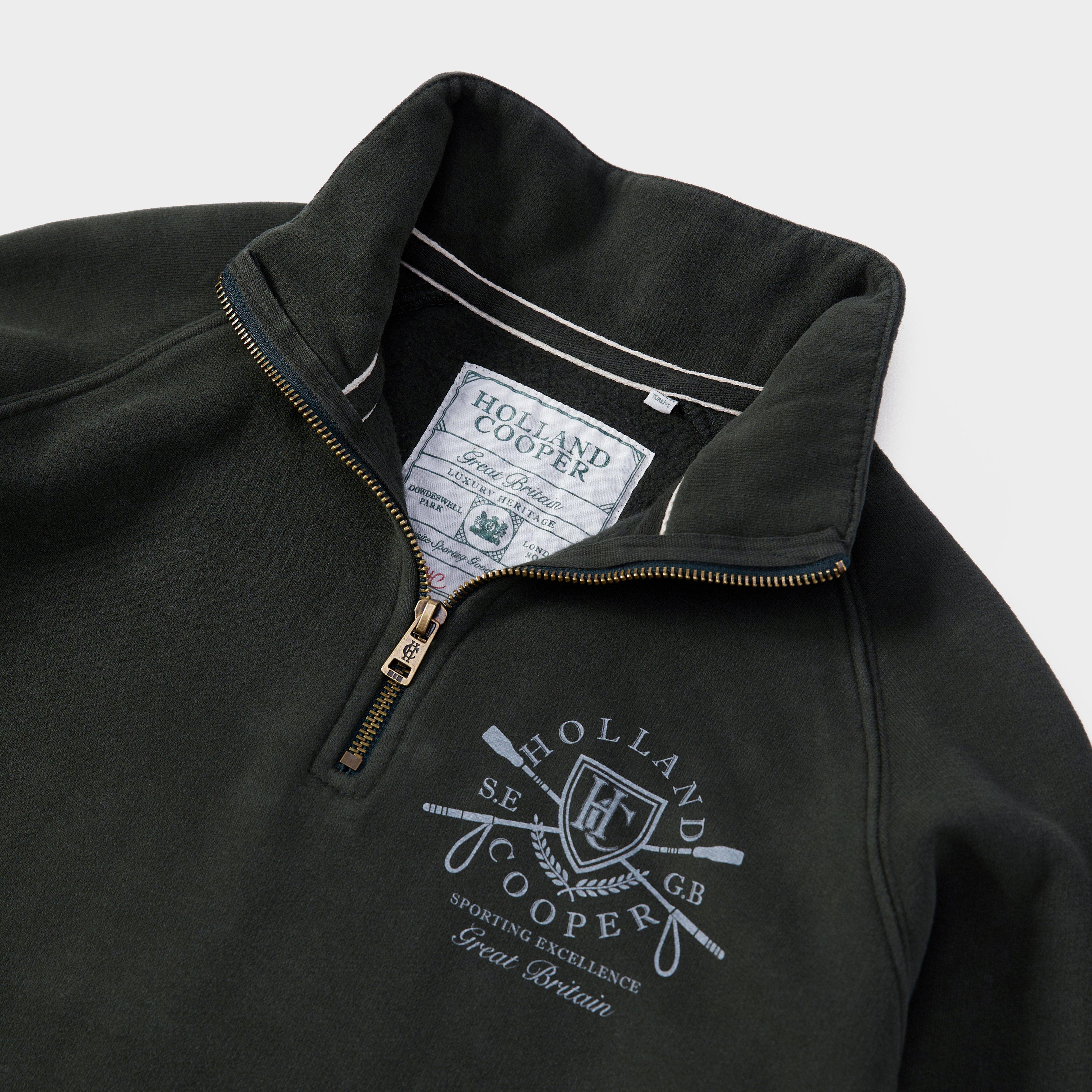 Womens Crest Zip Henley Racing Green