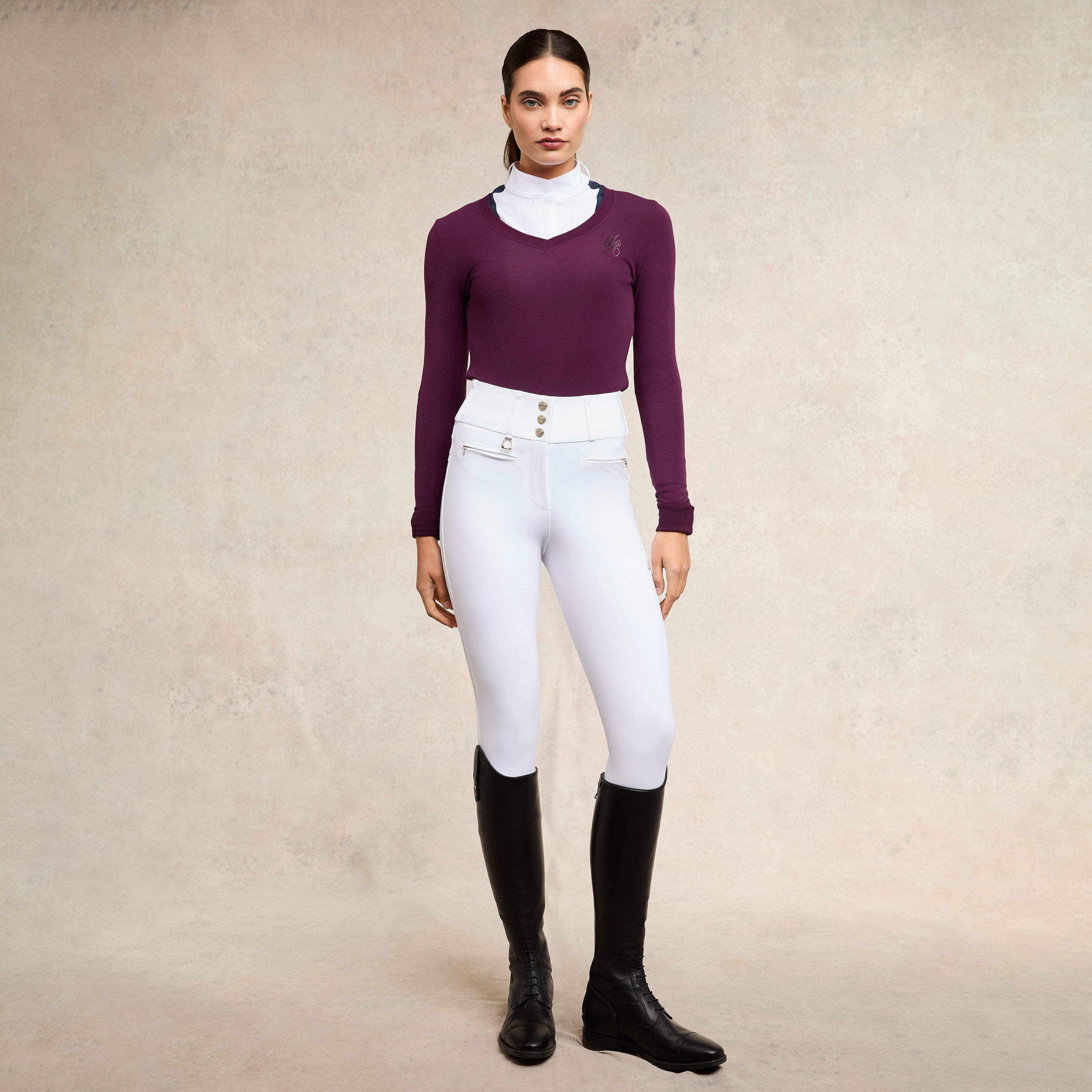 Womens Soft Touch V-Neck Sweater Aubergine