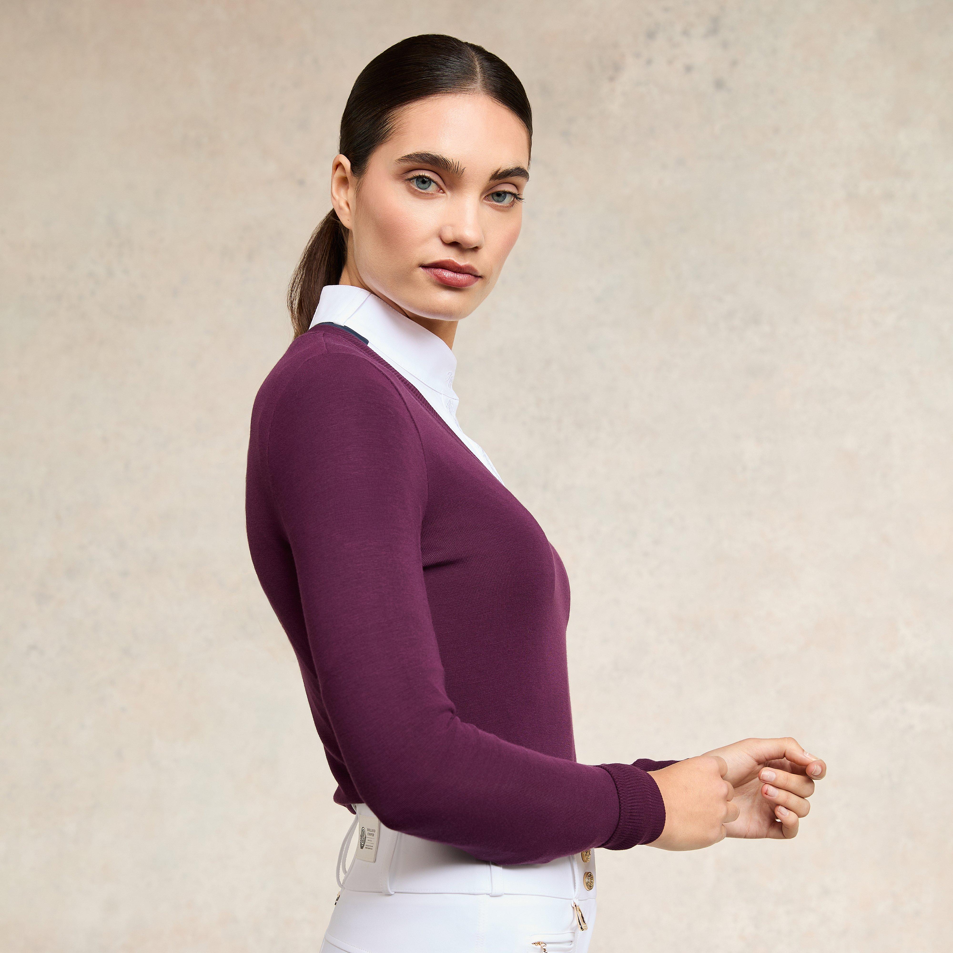 Womens Soft Touch V-Neck Sweater Aubergine