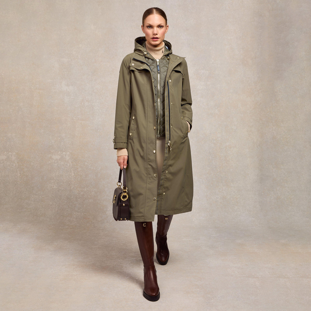 Womens Folgate Rain Coat Soft Khaki