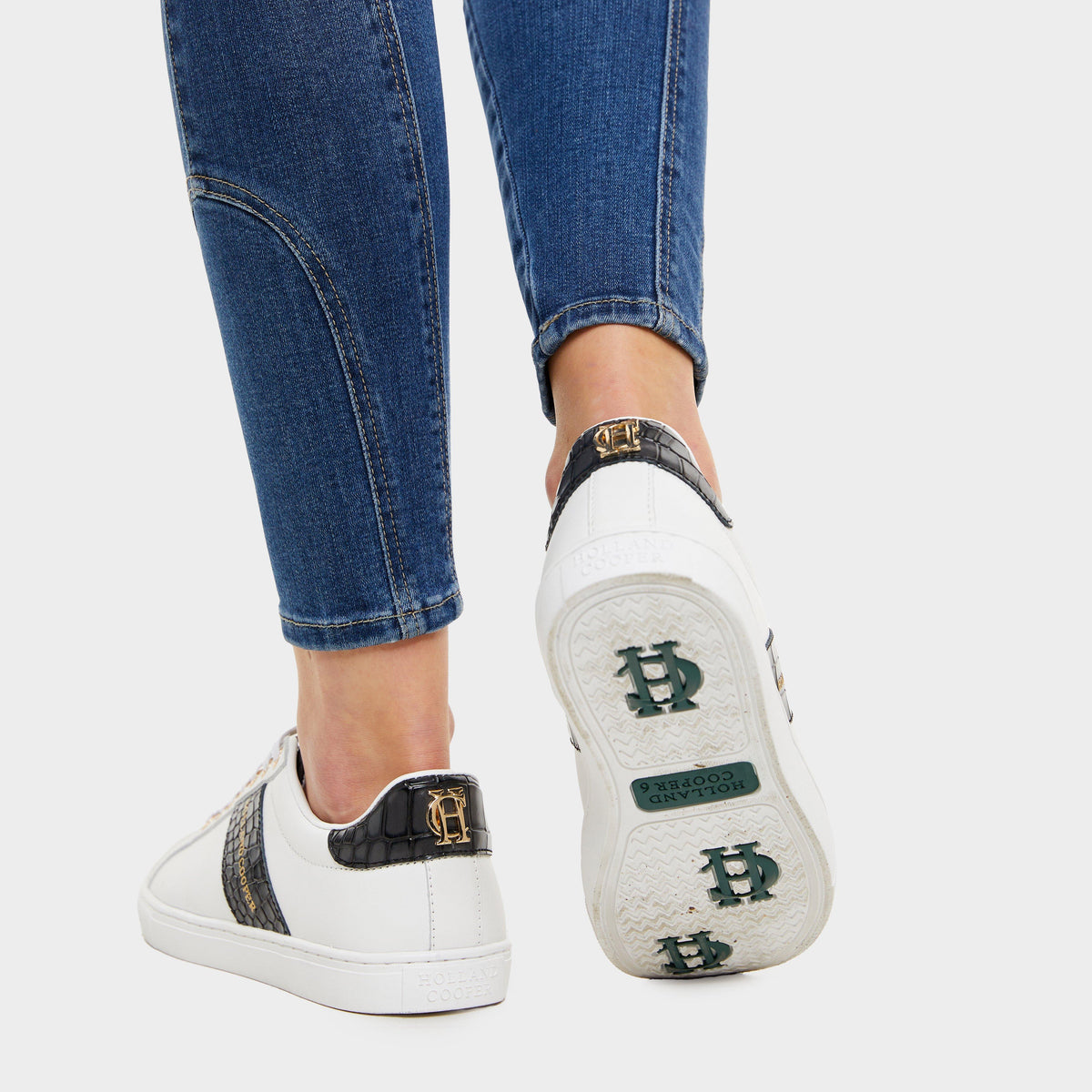 Womens Knightsbridge Court Trainers Black Croc