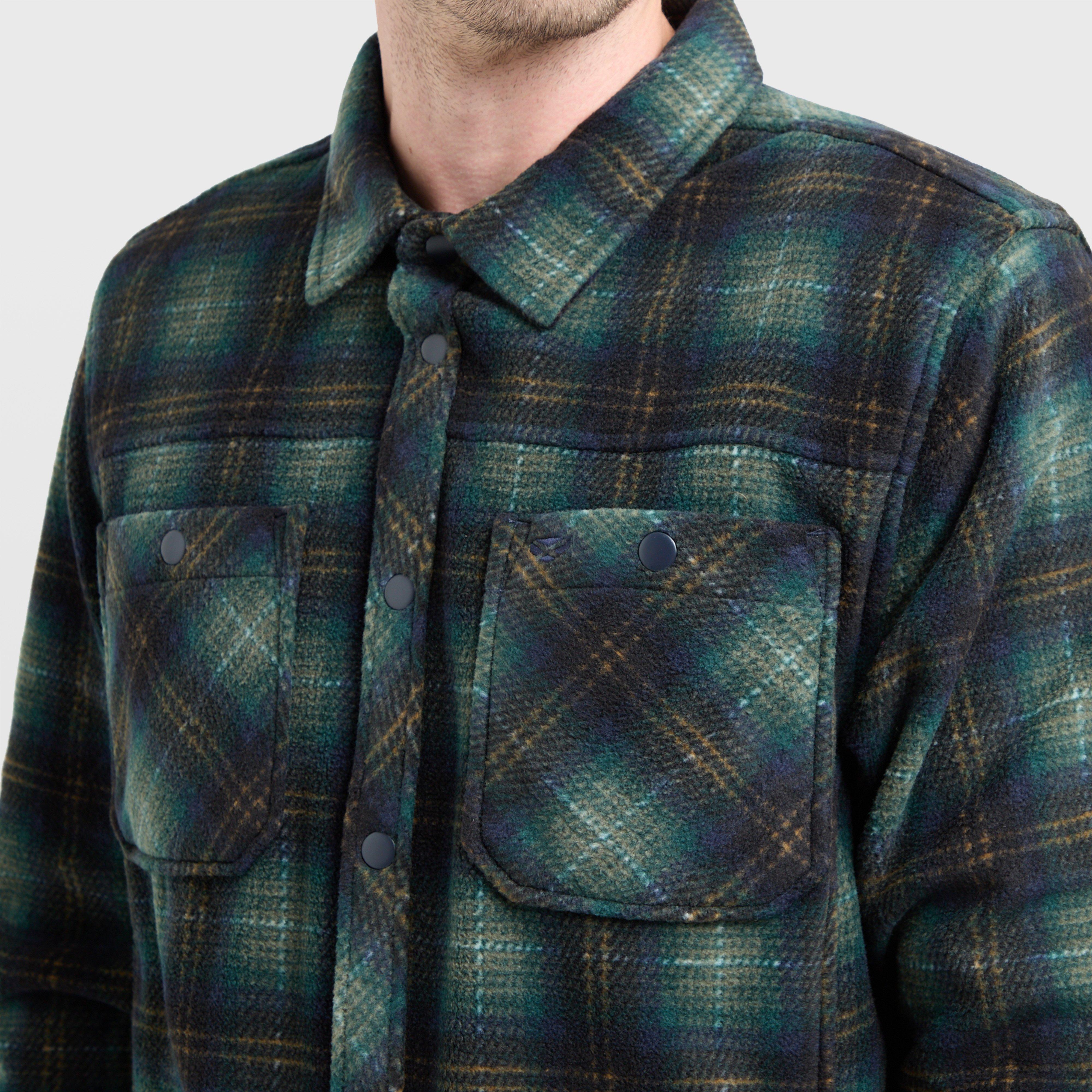 Mens Broxburn Fleece Shacket Navy/Green/Gold