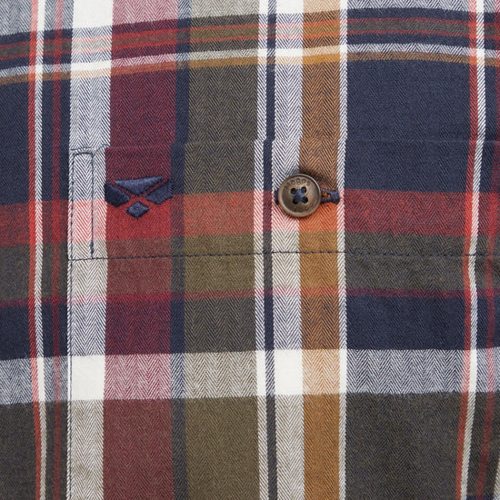 Mens Arran Microfleece Lined Shirt Wine/Olive Check
