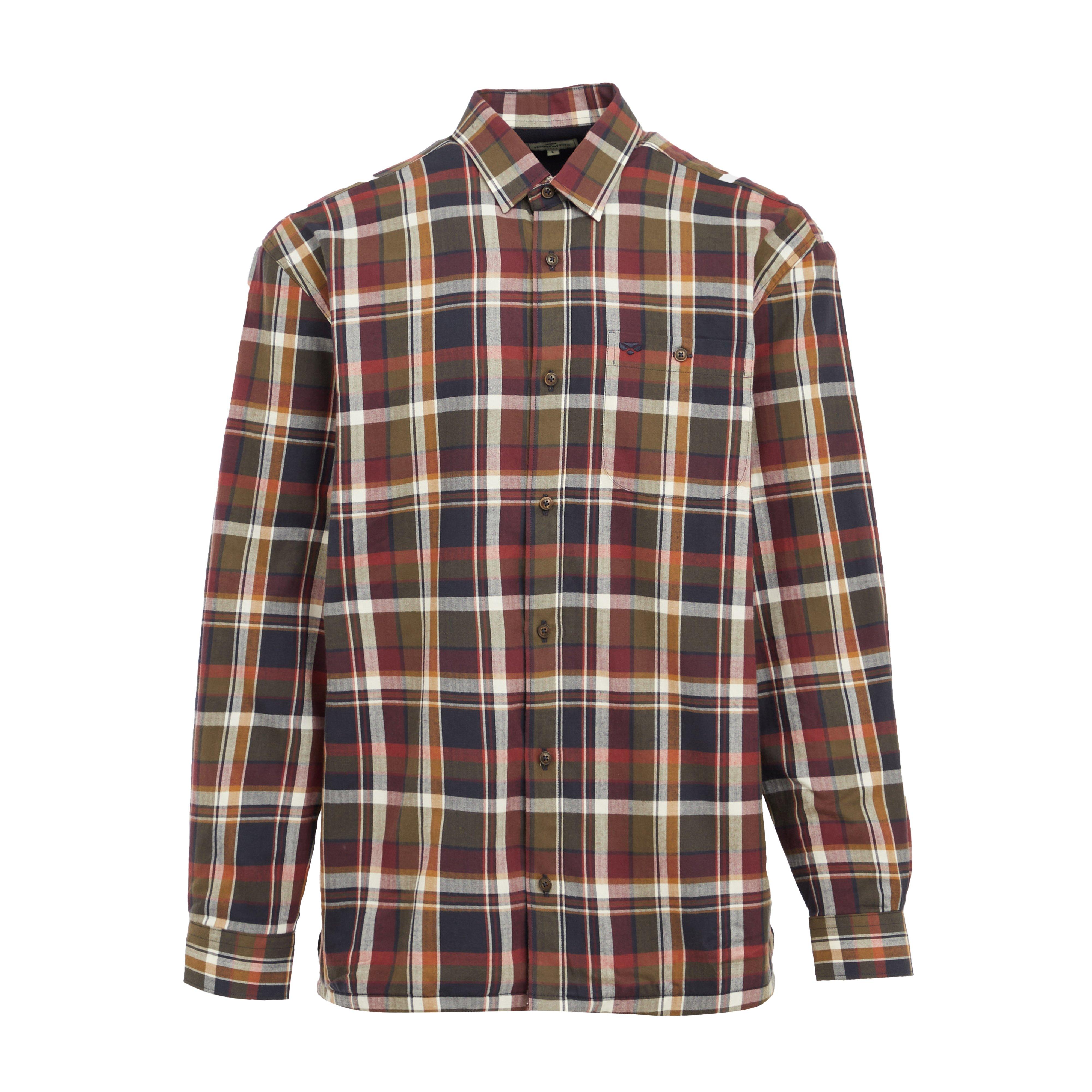 Mens Arran Microfleece Lined Shirt Wine/Olive Check