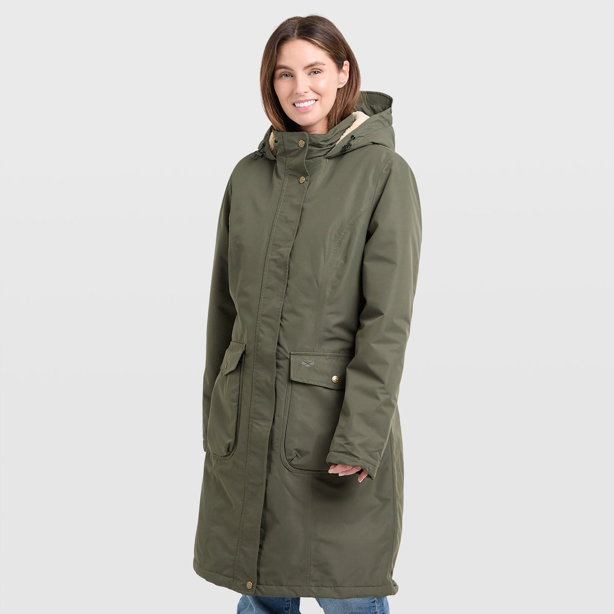 Womens Walker Long Coat Fern Green