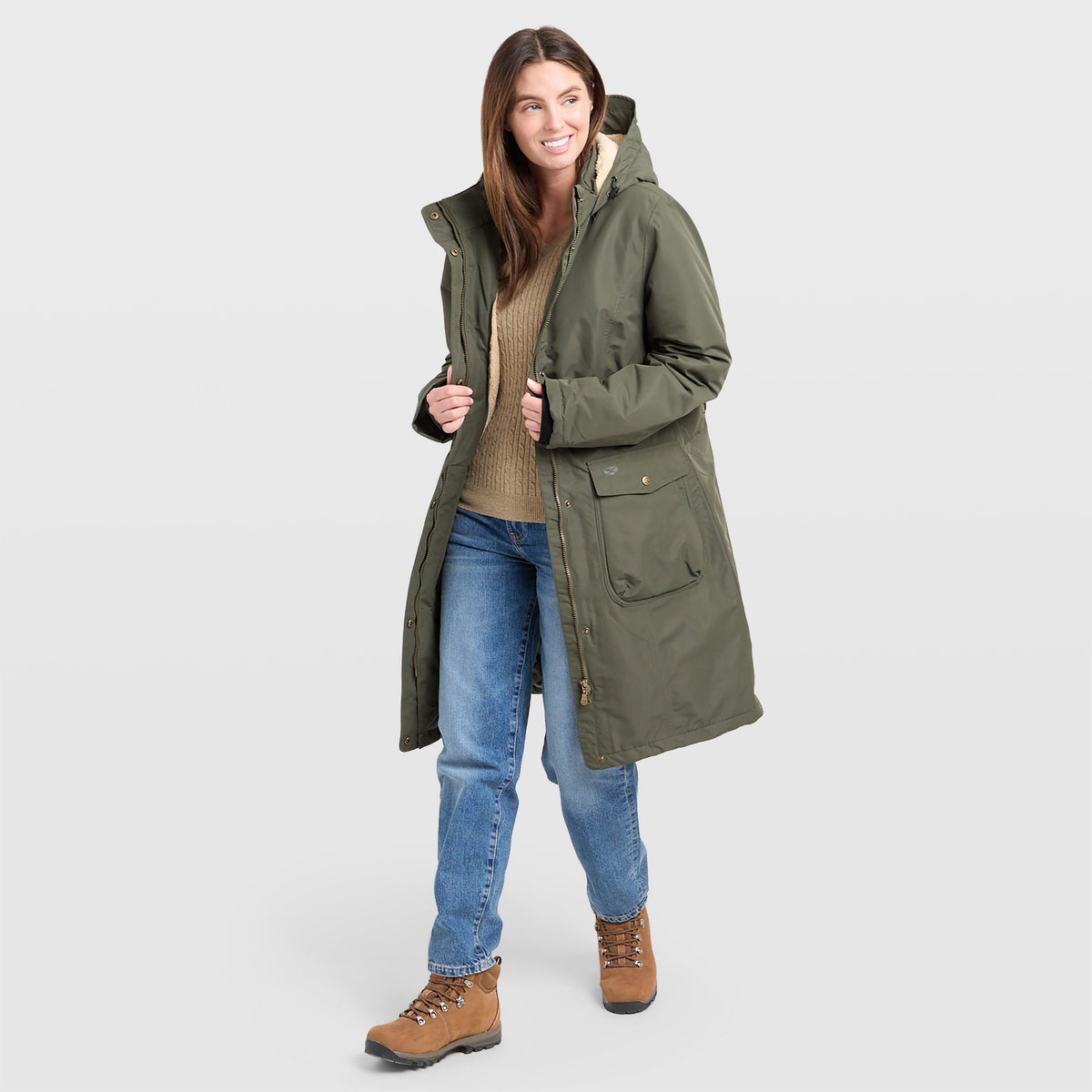 Womens Walker Long Coat Fern Green