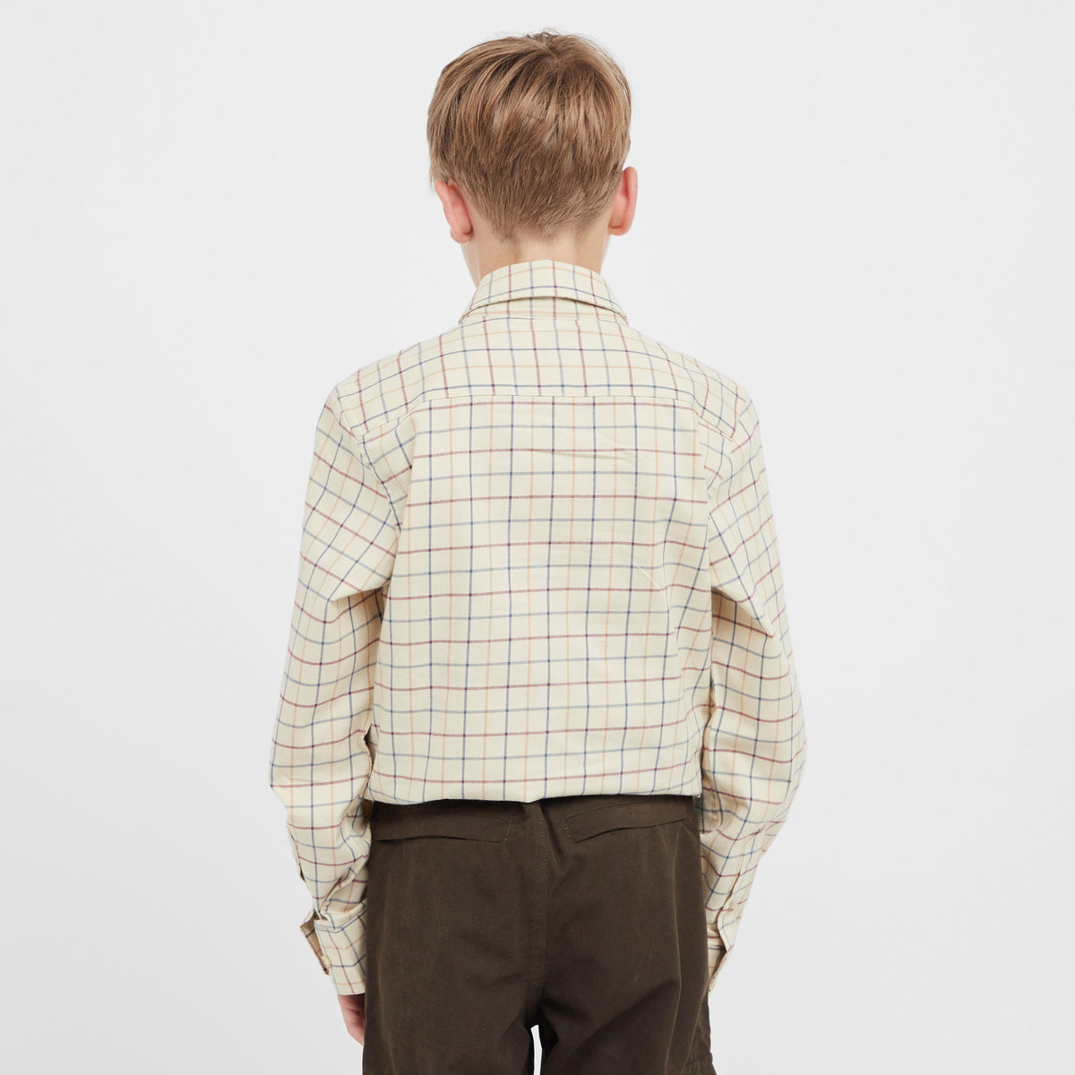 Kids Ambassador Premier Tattersall Shirt Ivory/Navy
