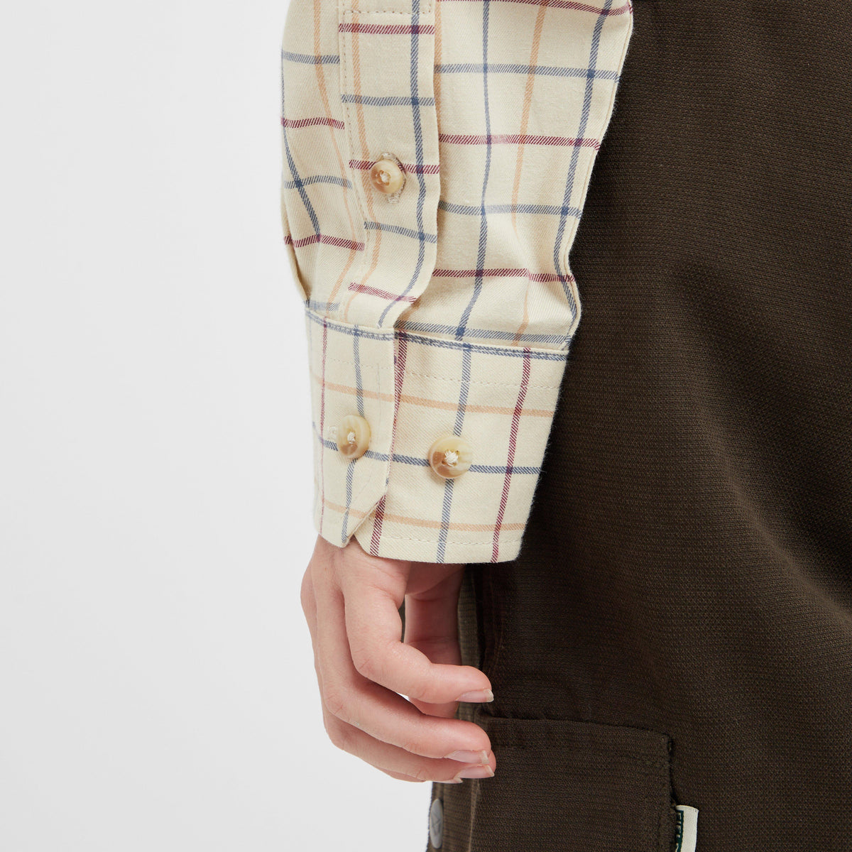 Kids Ambassador Premier Tattersall Shirt Ivory/Navy