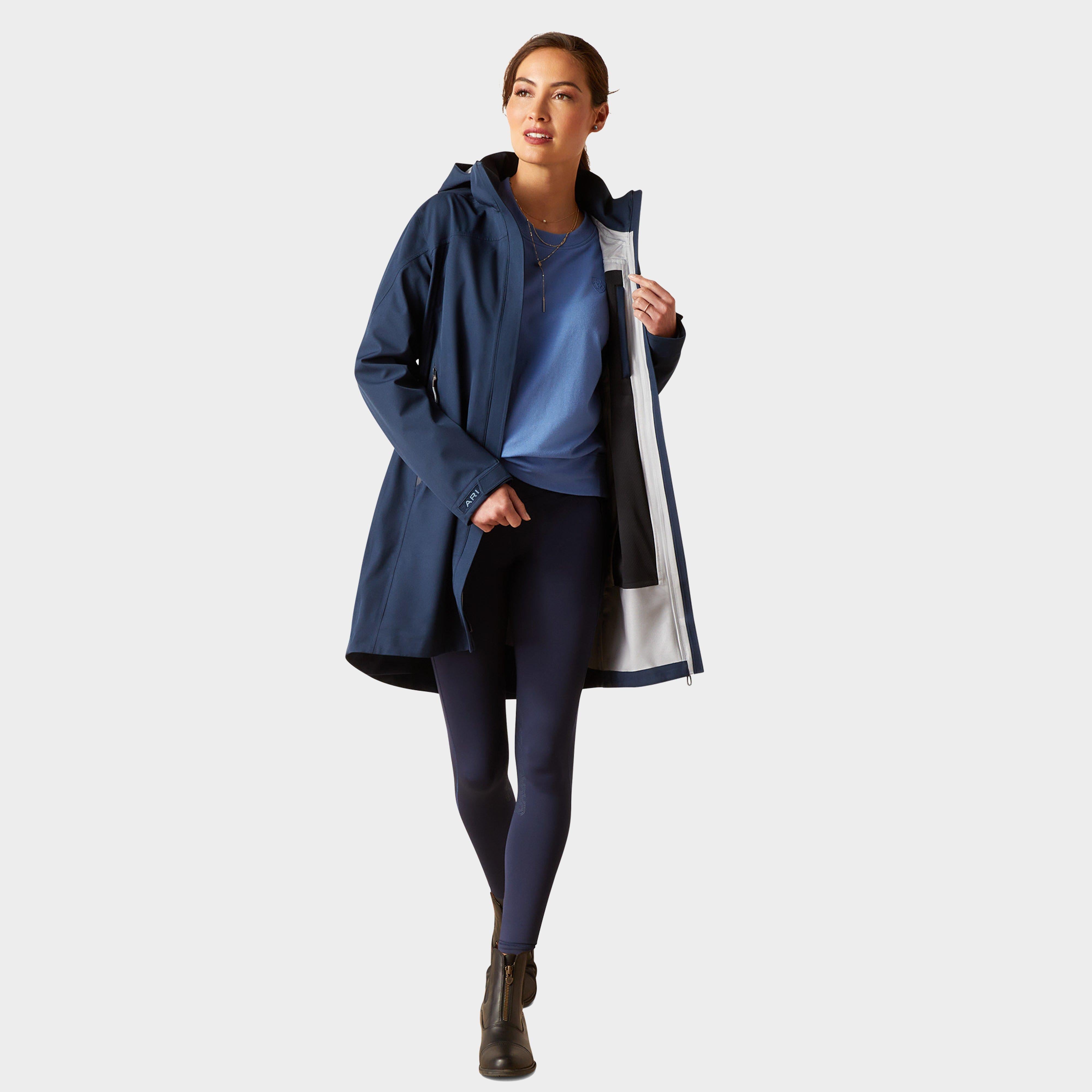 Womens Coastal Long Waterproof Jacket Cape Navy