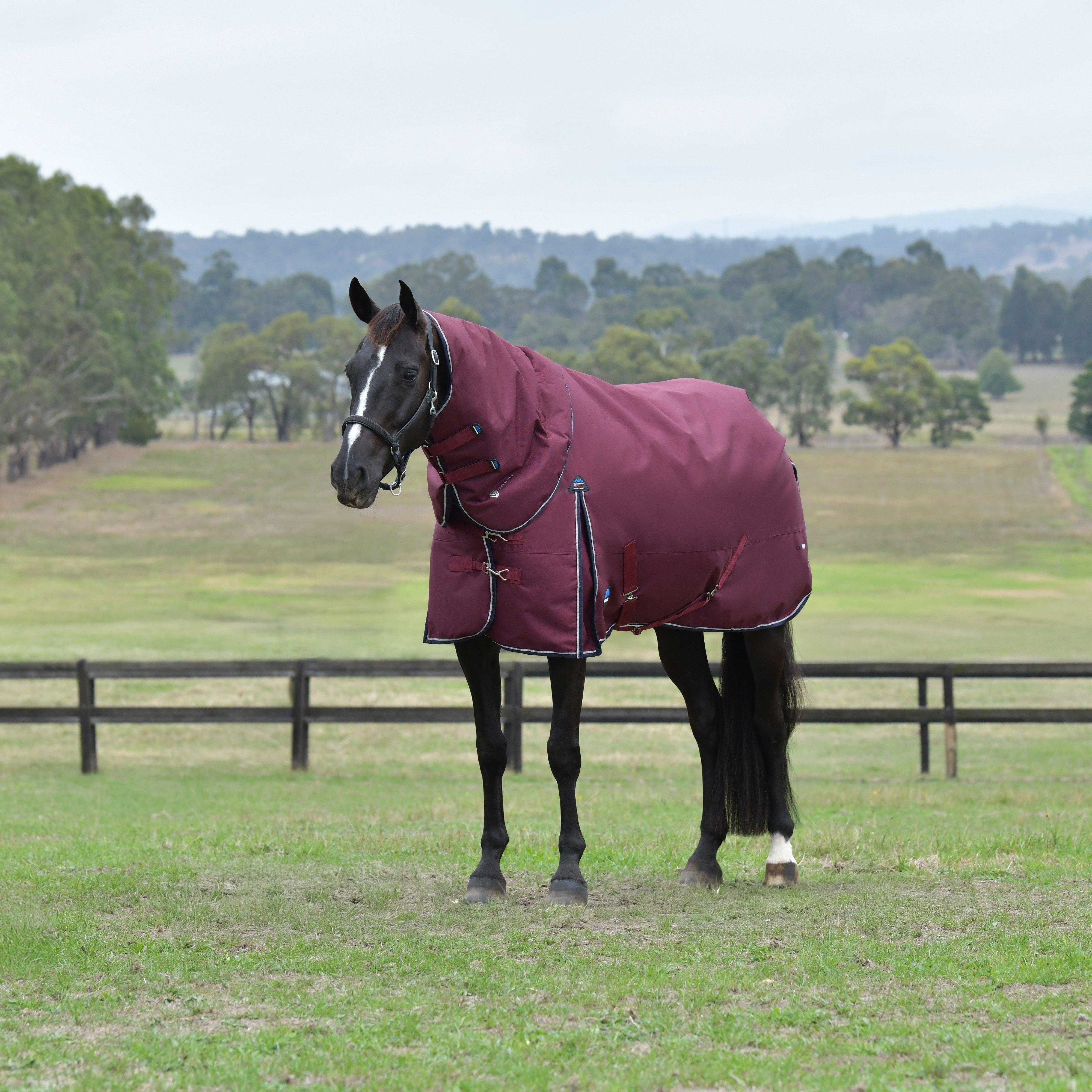 ComFiTec Essential Detach-A-Neck 220g Turnout Rug Burgundy