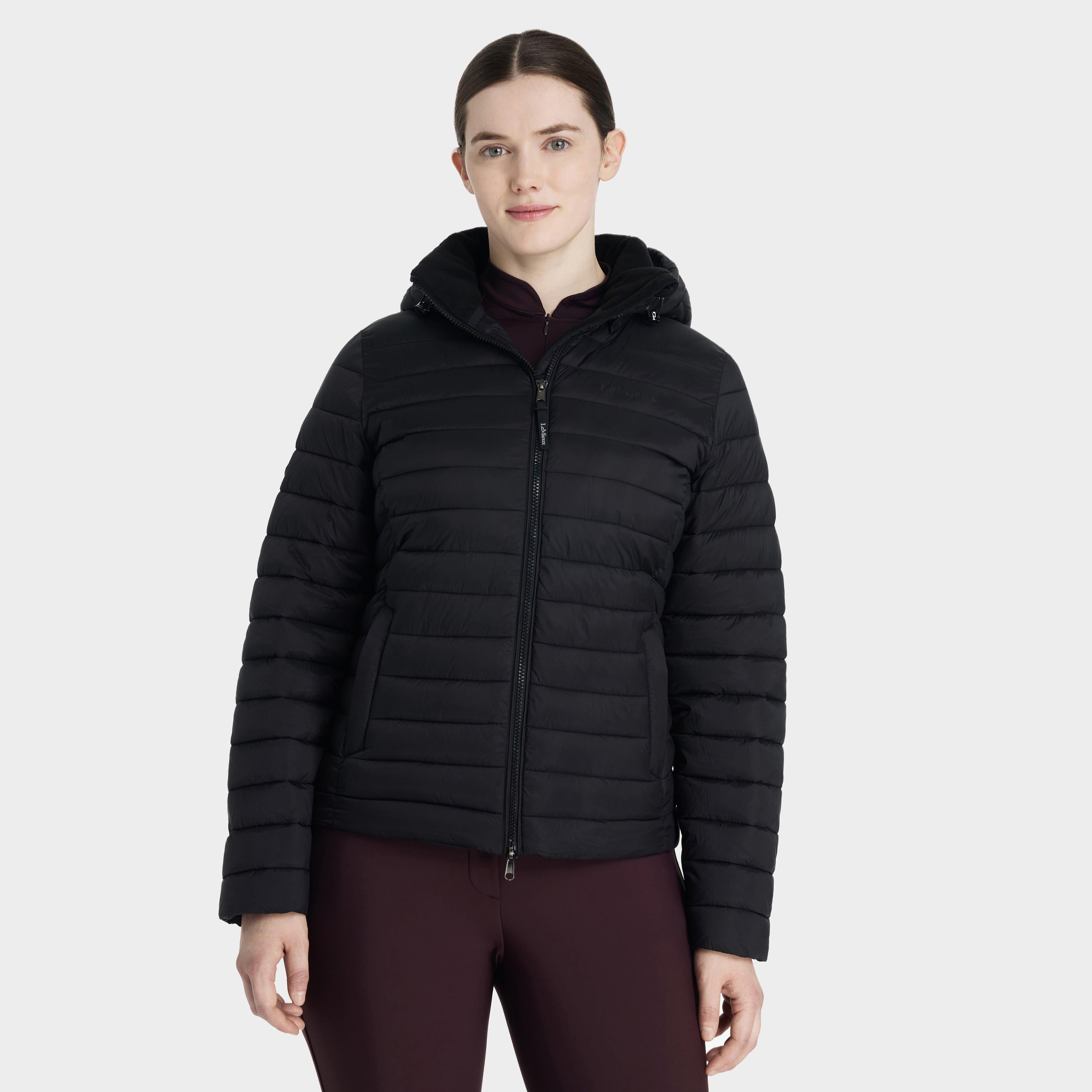 Womens Rose Hooded Puffer Jacket Black