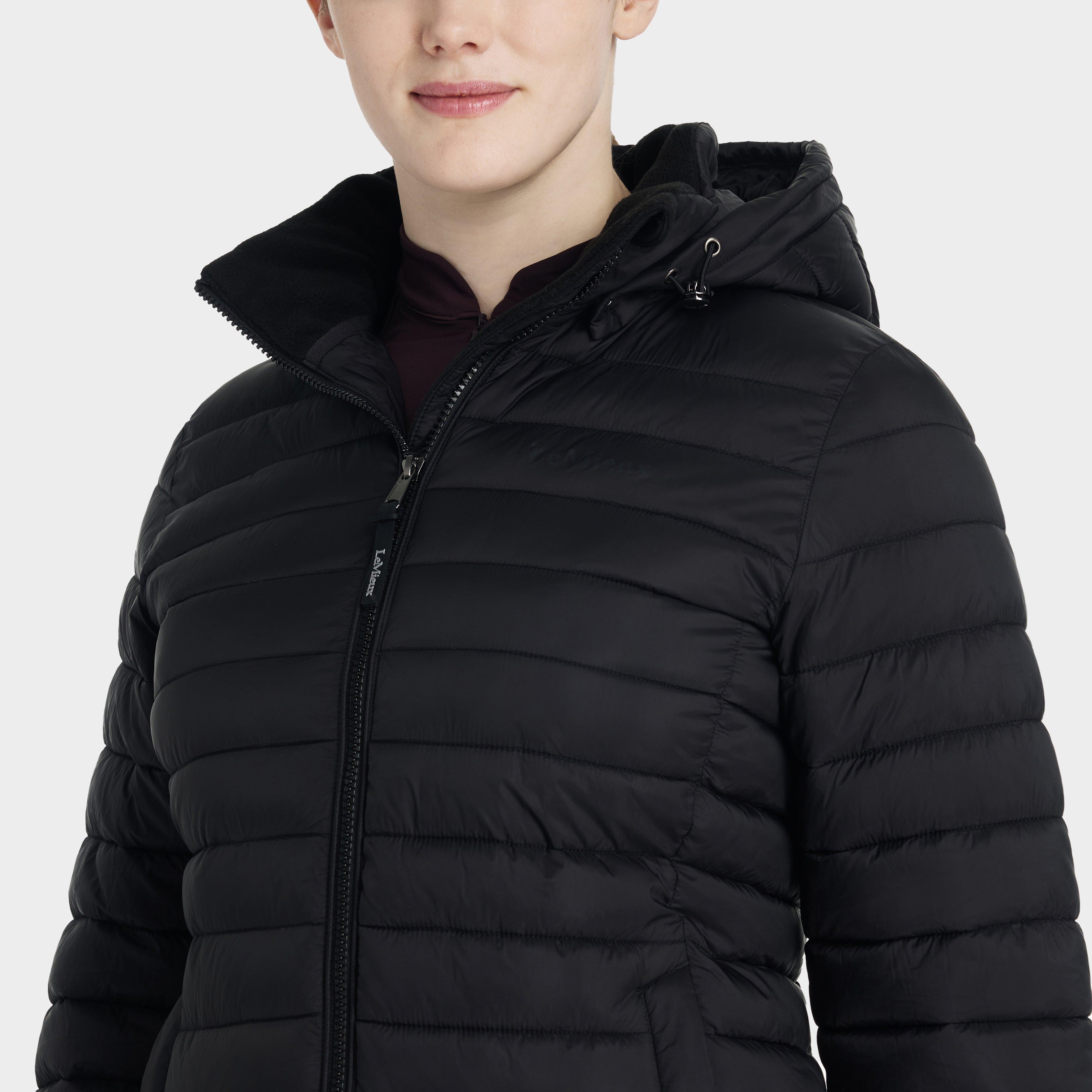Womens Rose Hooded Puffer Jacket Black