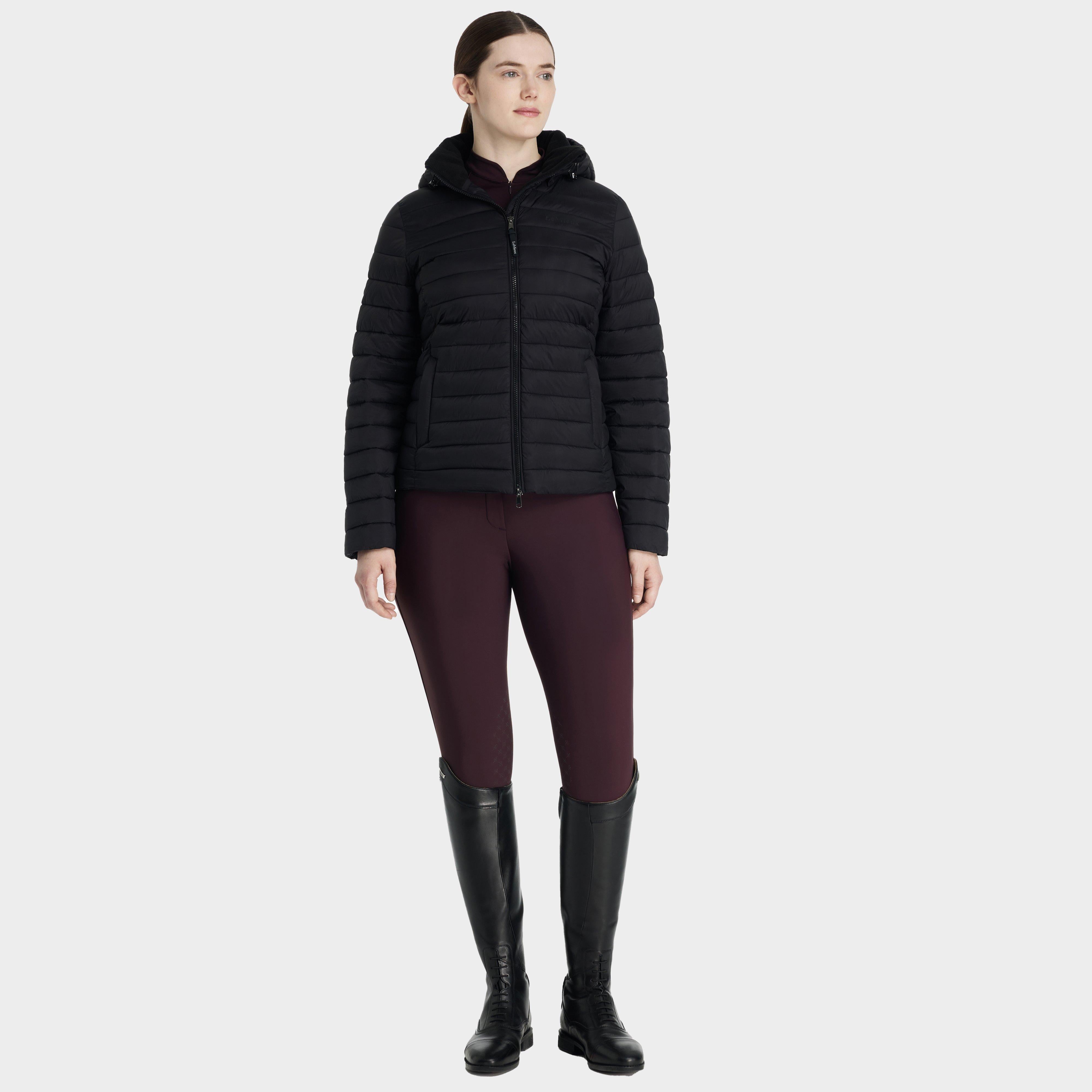 Womens Rose Hooded Puffer Jacket Black