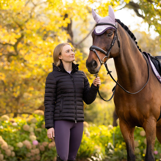 Womens Rose Hooded Puffer Jacket Black