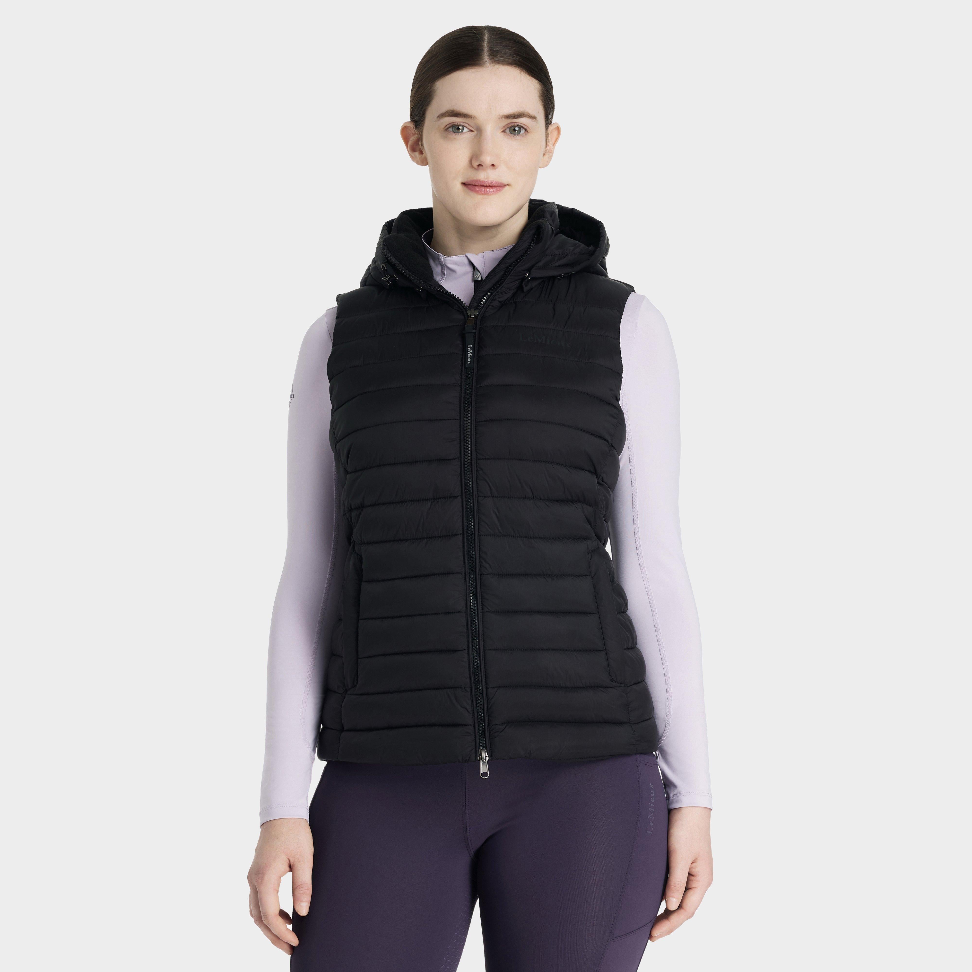 Womens Rose Hooded Puffer Gilet Black