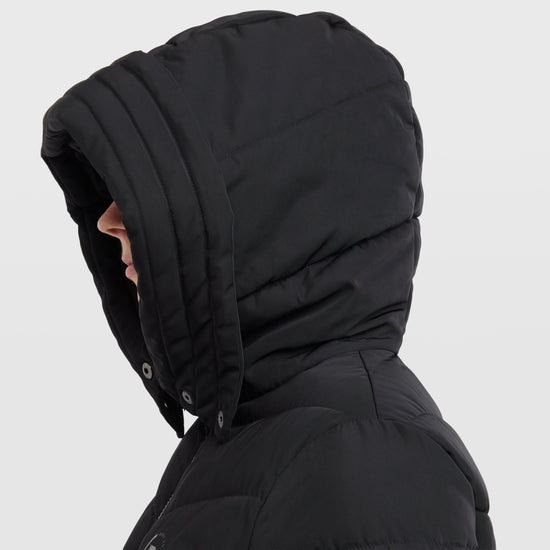 Womens Belted Longline Puffer Black