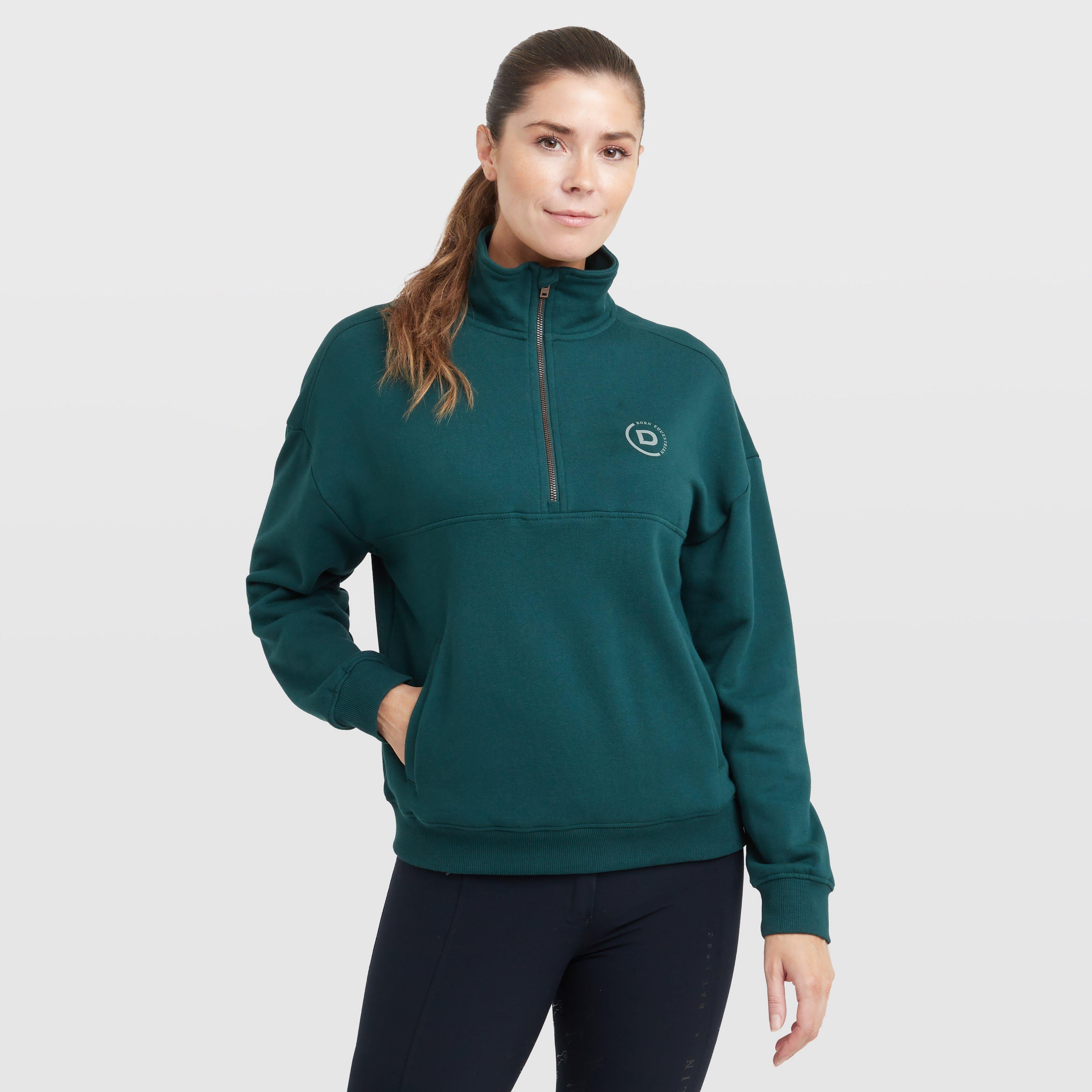 Womens 1/4 Zip Fleece Pullover Deep Emerald Green