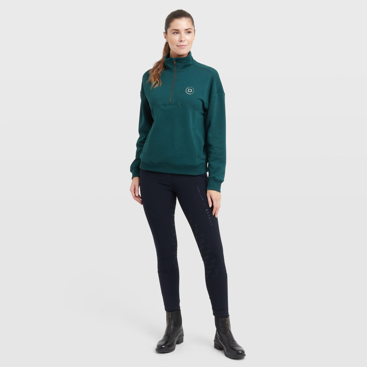 Womens 1/4 Zip Fleece Pullover Deep Emerald Green