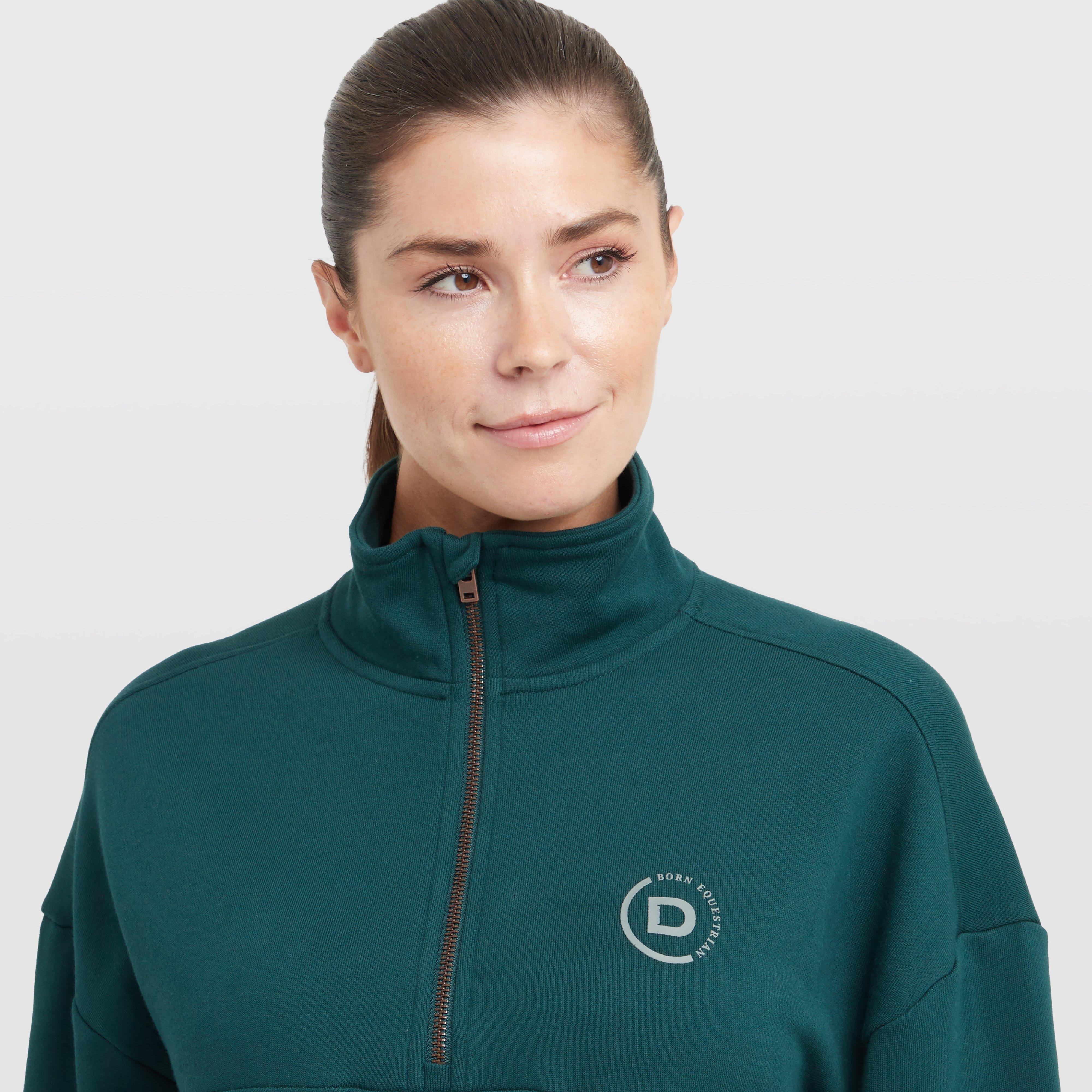 Womens 1/4 Zip Fleece Pullover Deep Emerald Green
