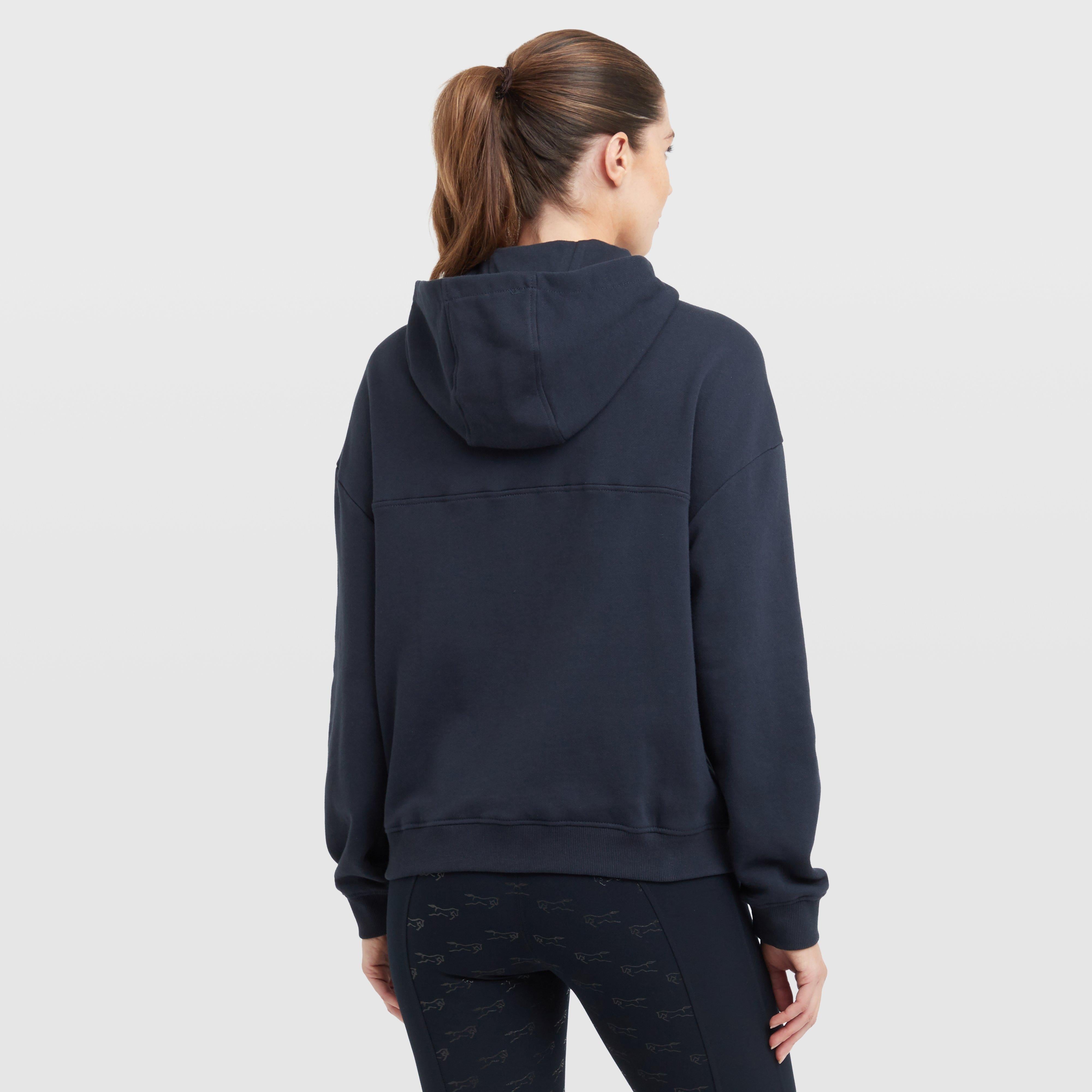 Womens 1/4 Zip Hooded Fleece Pullover Navy