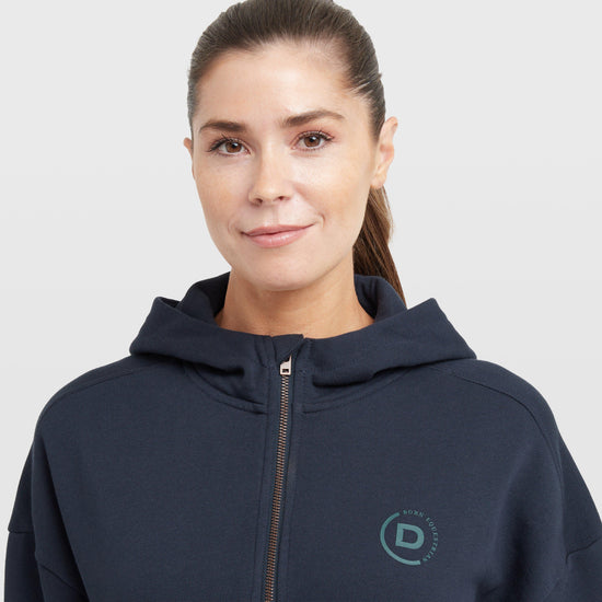 Womens 1/4 Zip Hooded Fleece Pullover Navy