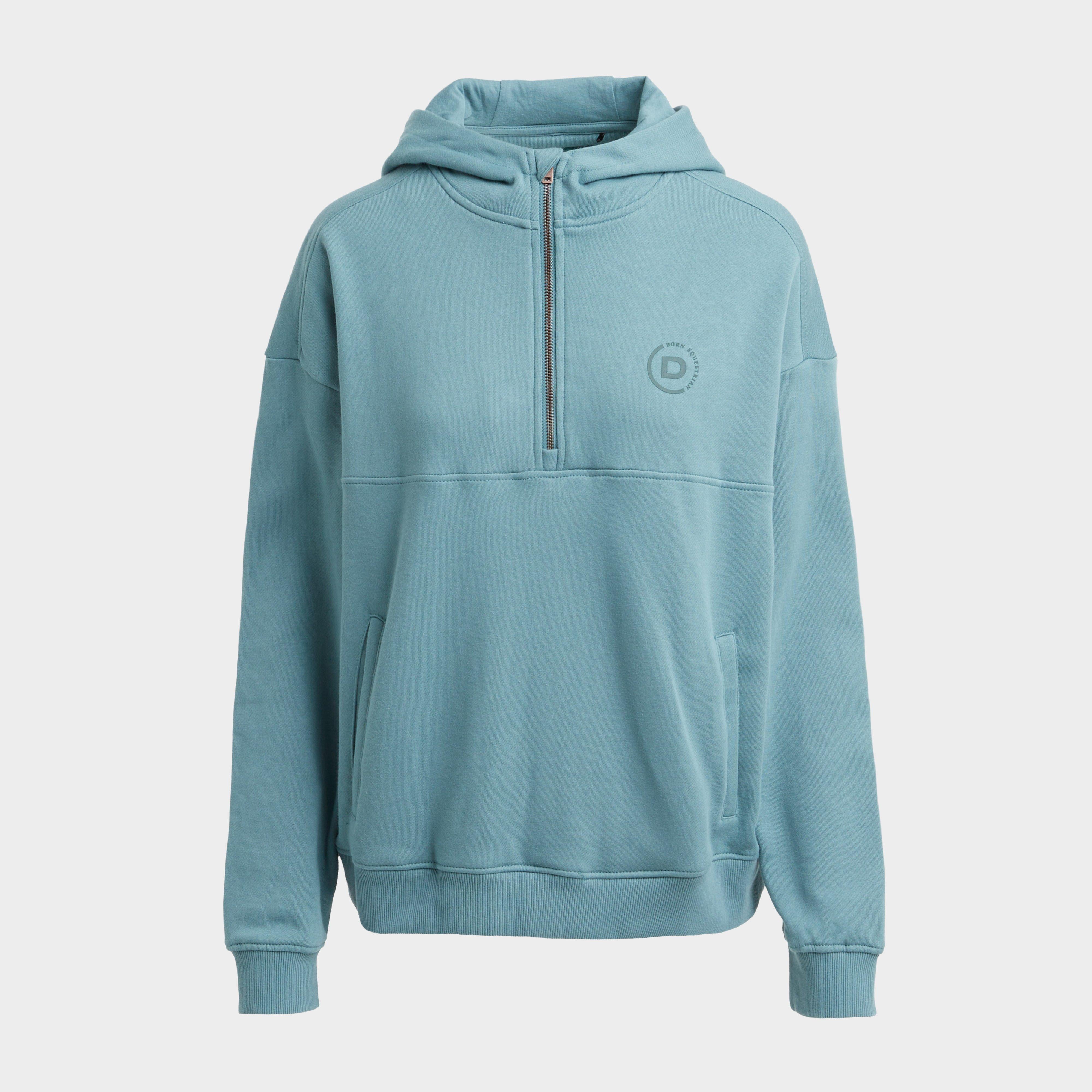 Womens the 1/4 Zip Hooded Fleece Pullover Washed Teal