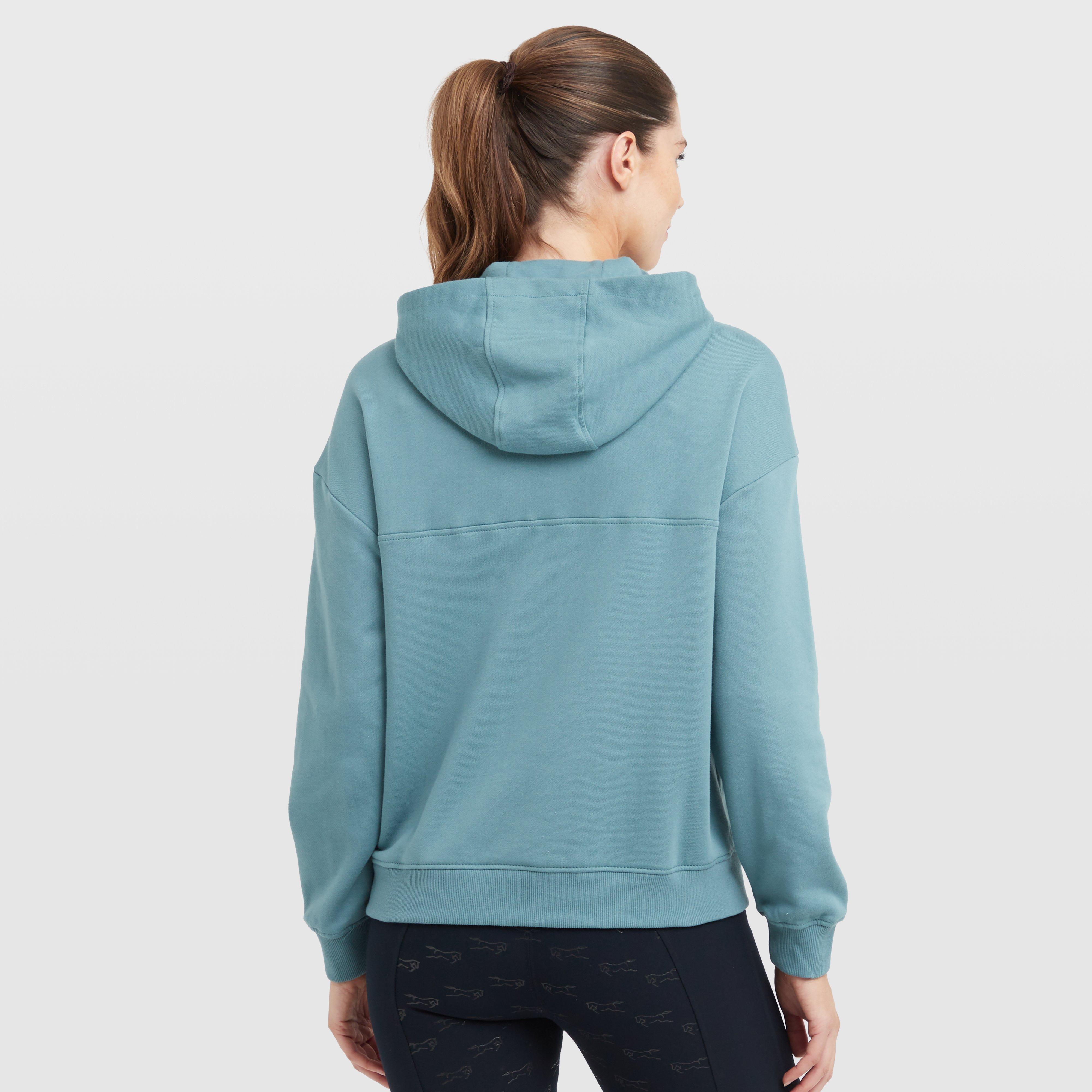 Womens the 1/4 Zip Hooded Fleece Pullover Washed Teal