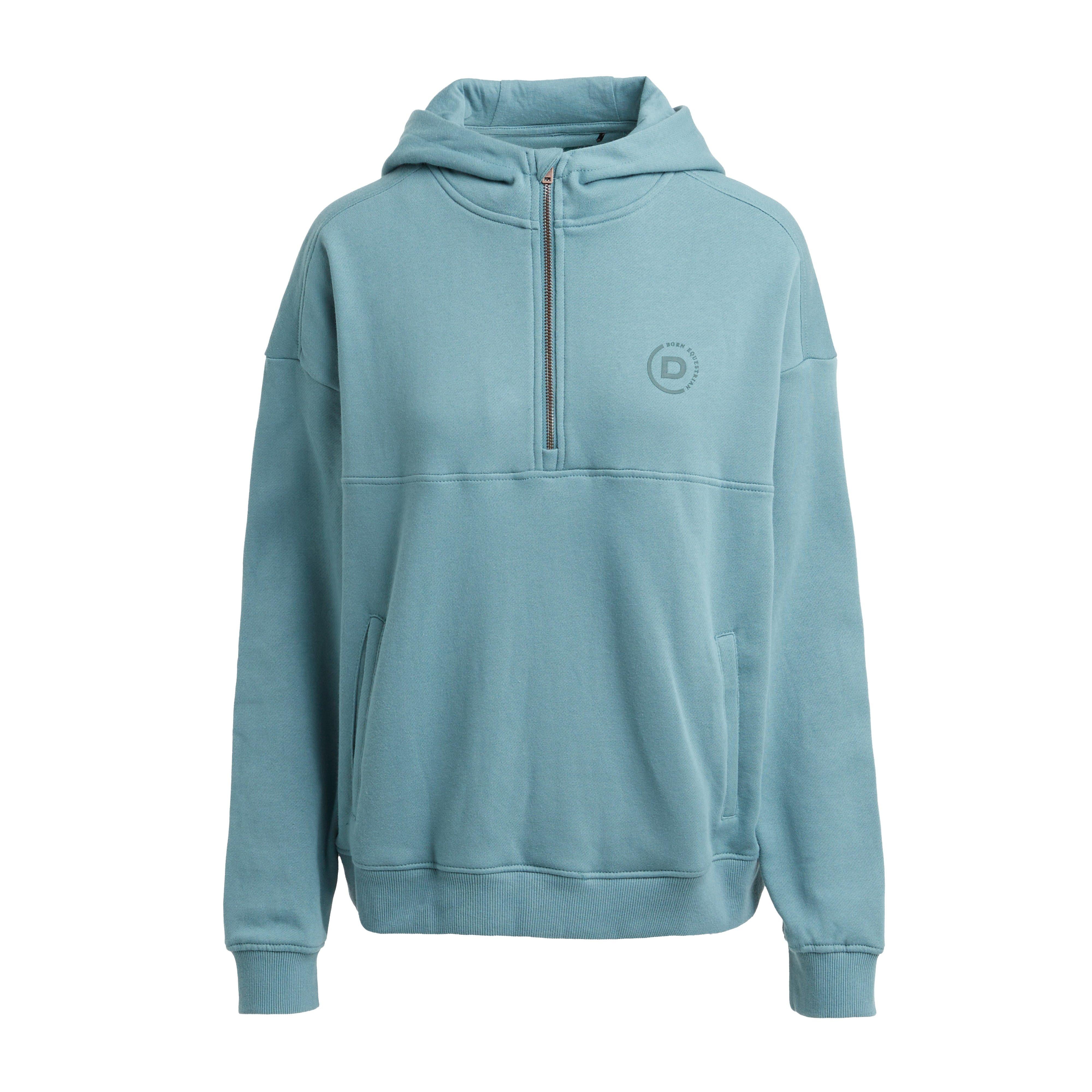 Womens the 1/4 Zip Hooded Fleece Pullover Washed Teal