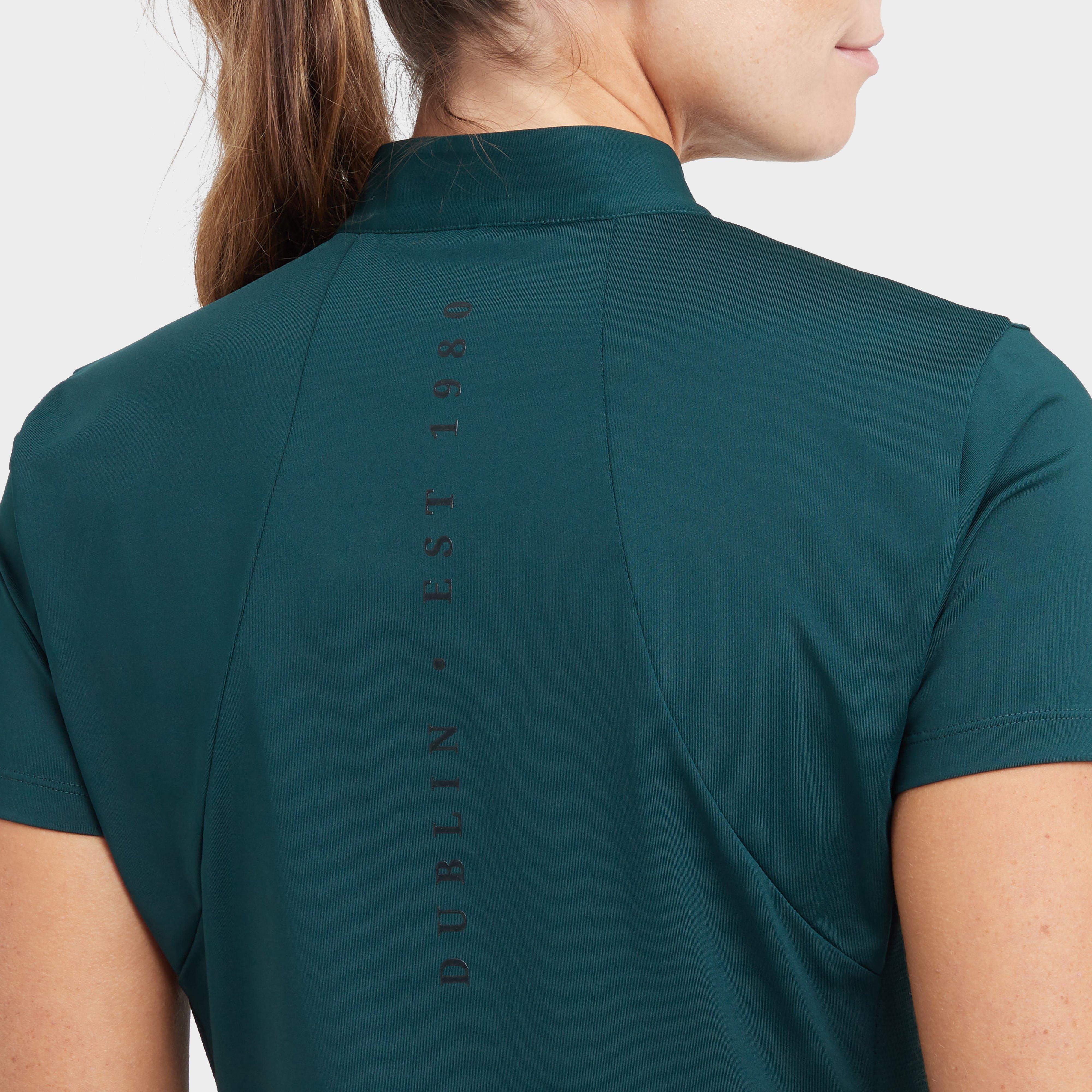 Womens 1/4 Zip Short Sleeve Top Deep Emerald Green